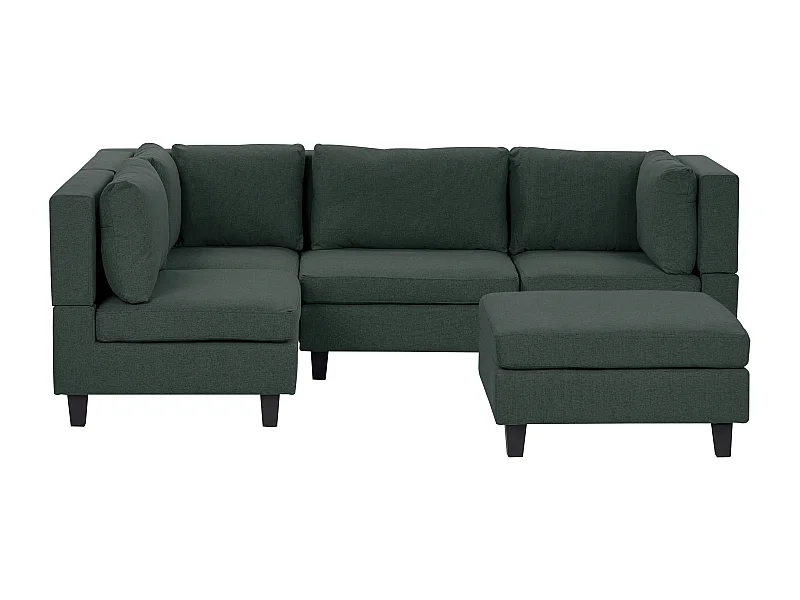 Canapé d'angle modulable 4 places UNSTAD Tissu Vert foncé avec ottoman Côté droit