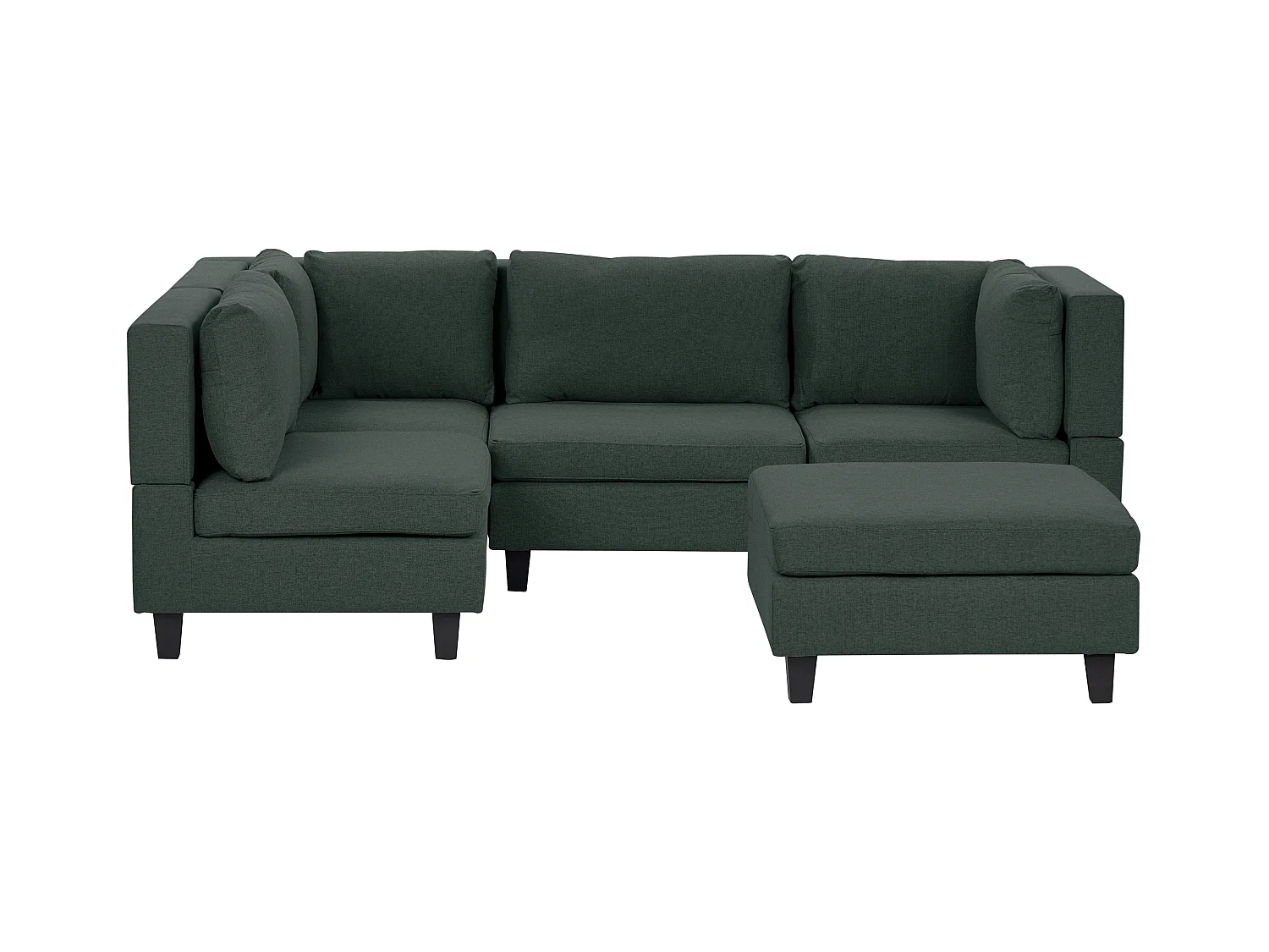 Modul Ecksofa UNSTAD Stoff Dunkelgrün mit Ottomane 4-Sitzer rechtsseitig
