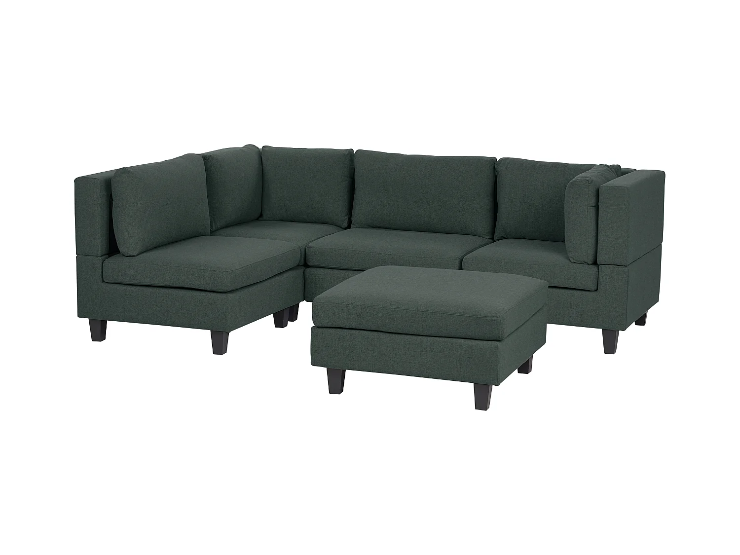 Modul Ecksofa UNSTAD Stoff Dunkelgrün mit Ottomane 4-Sitzer rechtsseitig