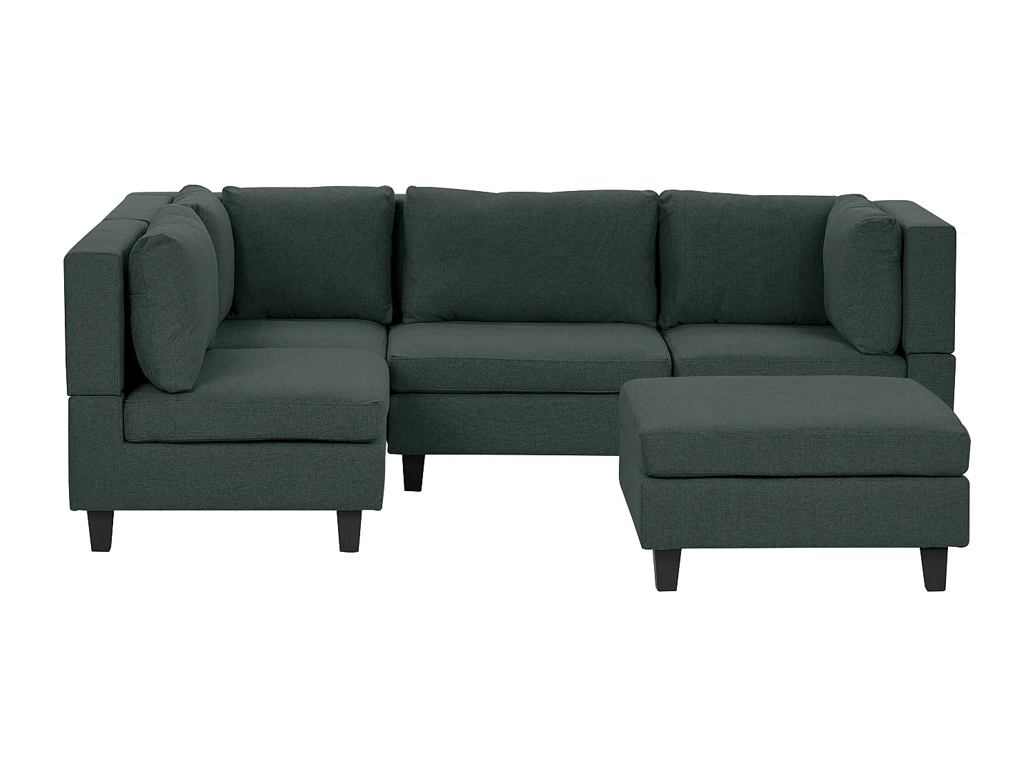 Canapé d'angle modulable UNSTAD Tissu Vert foncé avec ottoman 4 places Côté droit