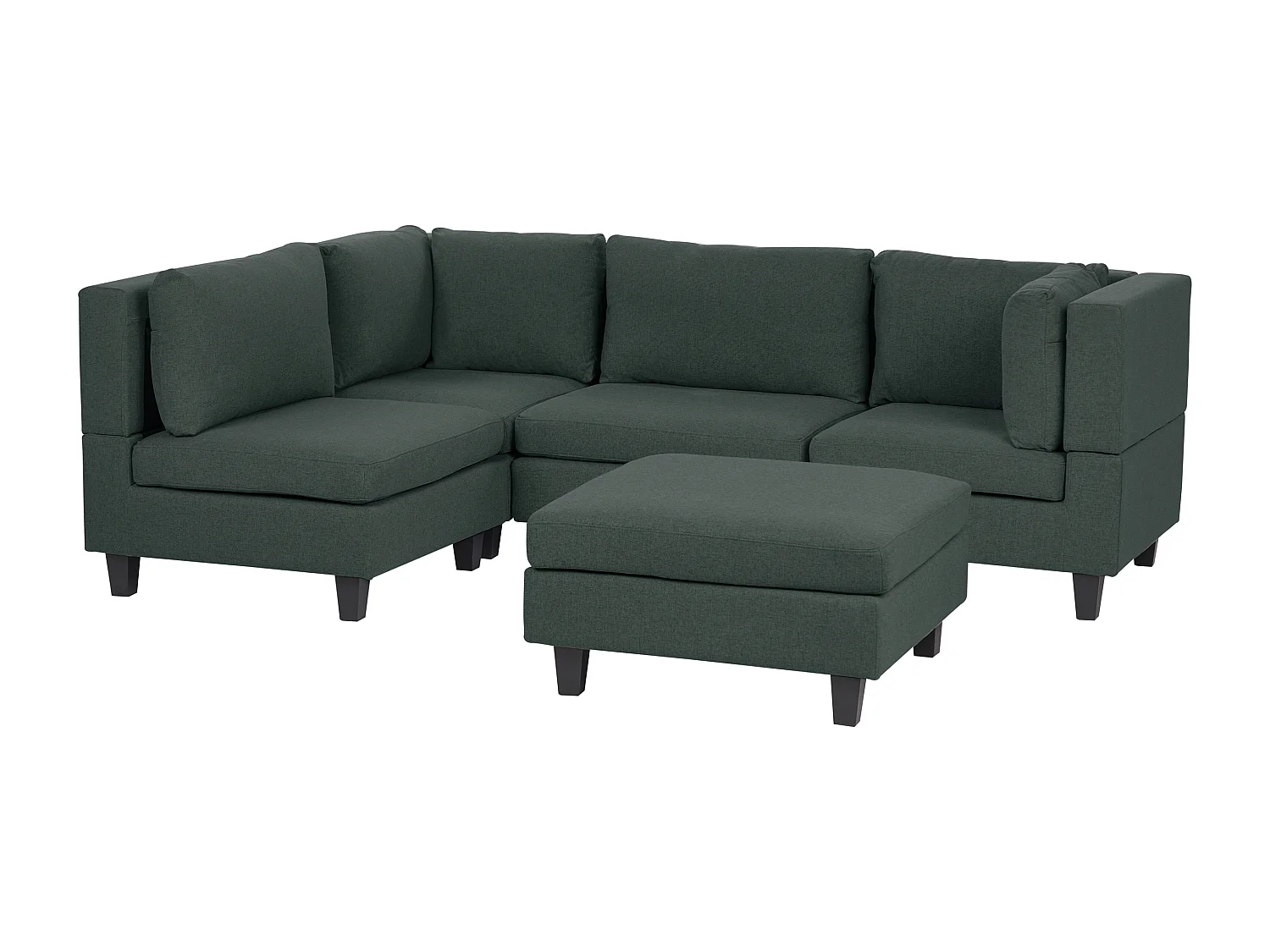 Canapé d'angle modulable UNSTAD Tissu Vert foncé avec ottoman 4 places Côté droit