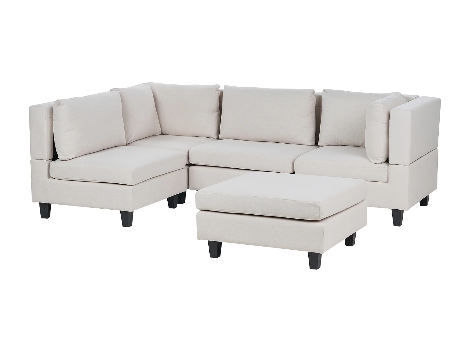 Canapé d'angle modulable 4 places UNSTAD Tissu Beige clair avec ottoman Côté droit