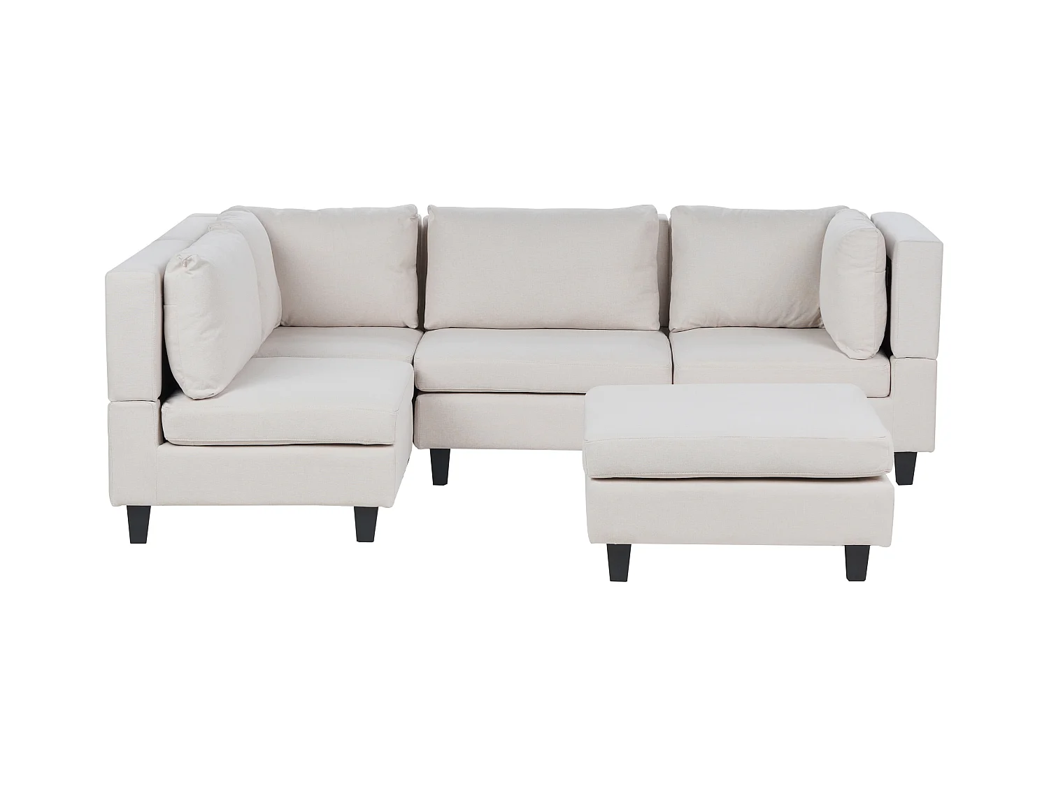 Modul Ecksofa UNSTAD Stoff Hellbeige mit Ottomane 4-Sitzer rechtsseitig
