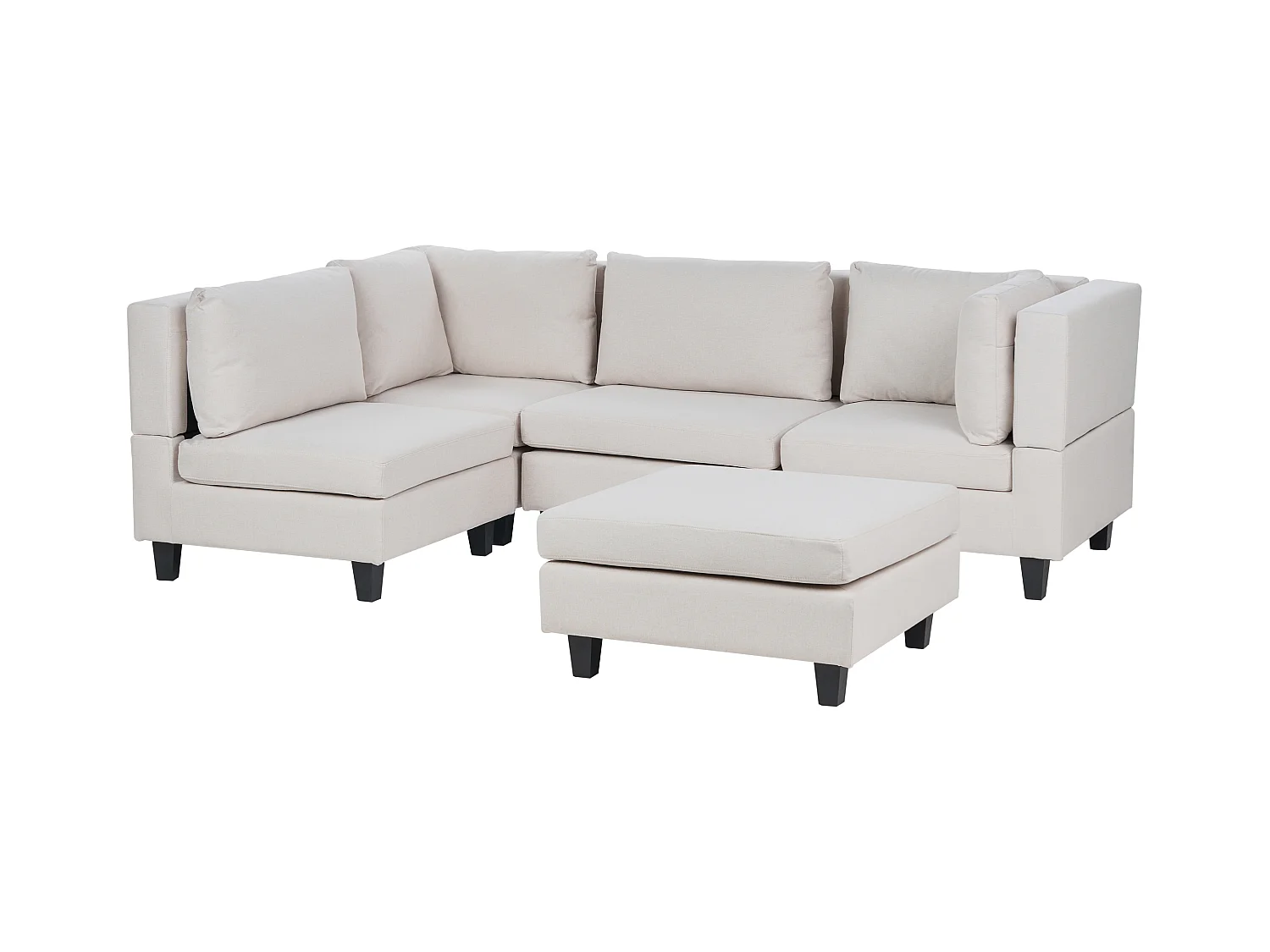 Modul Ecksofa UNSTAD Stoff Hellbeige mit Ottomane 4-Sitzer rechtsseitig