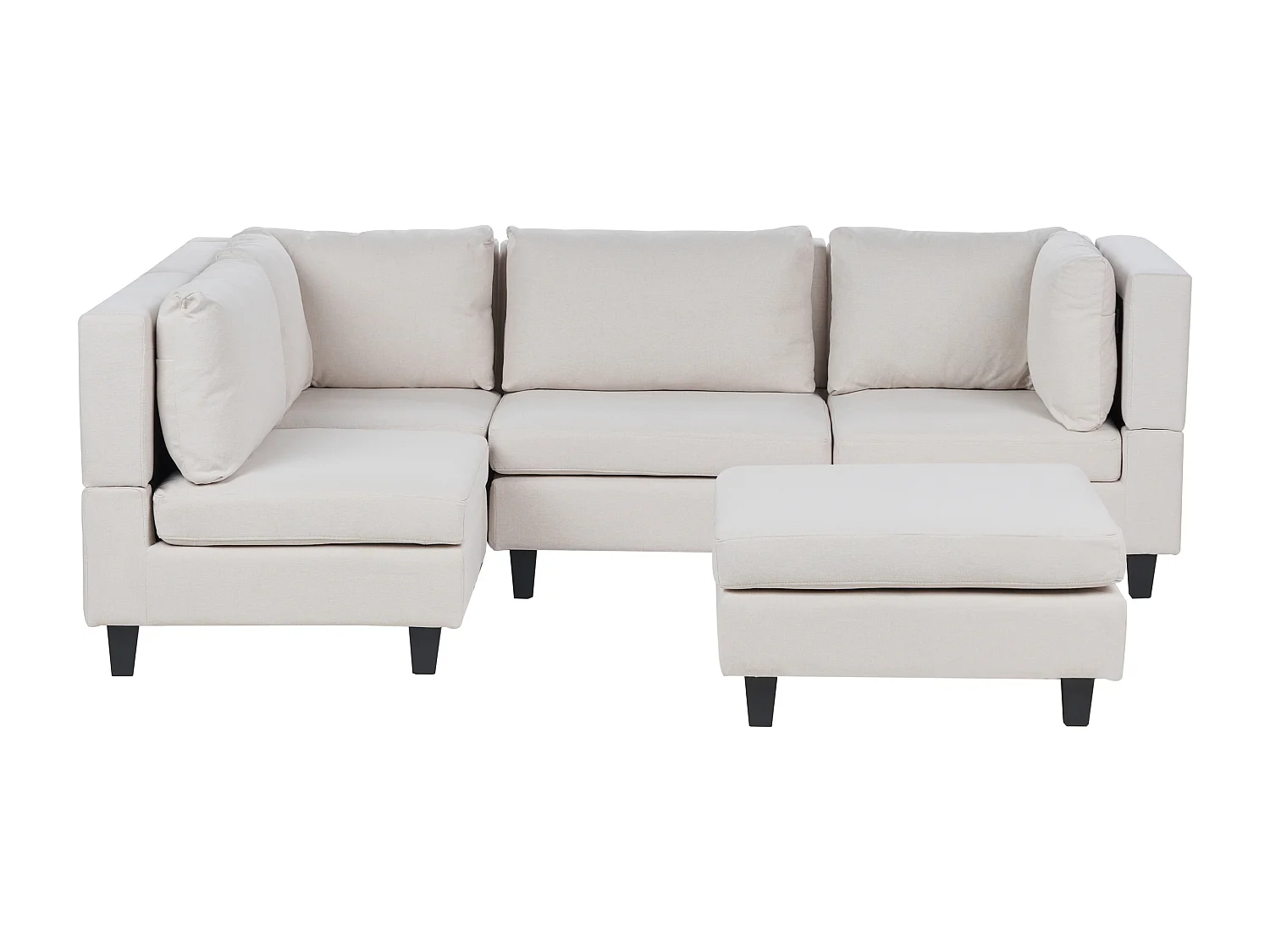Canapé d'angle modulable UNSTAD Tissu Beige clair avec ottoman 4 places Côté droit