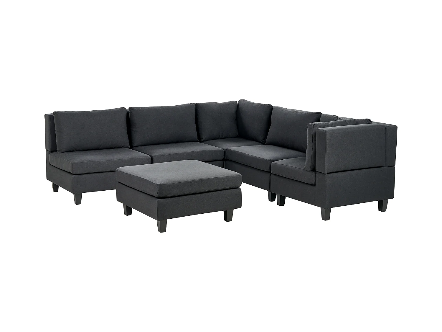 Sofá de canto modular UNSTAD Tecido Preto com repousa-pés 5 lugares à esquerda