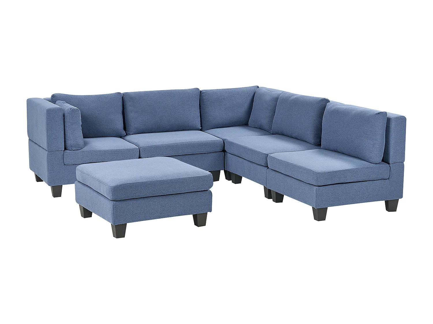 Canapé d'angle modulable 5 places UNSTAD Tissu Bleu Côté droite