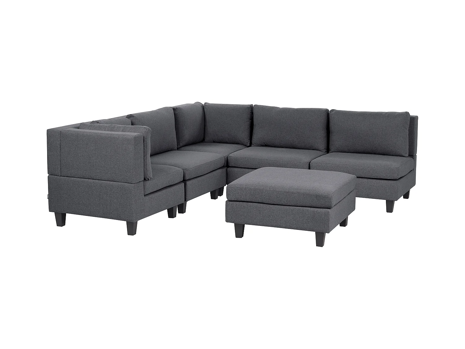 Modul Ecksofa UNSTAD Stoff Dunkelgrau mit Ottomane 5-Sitzer rechtsseitig