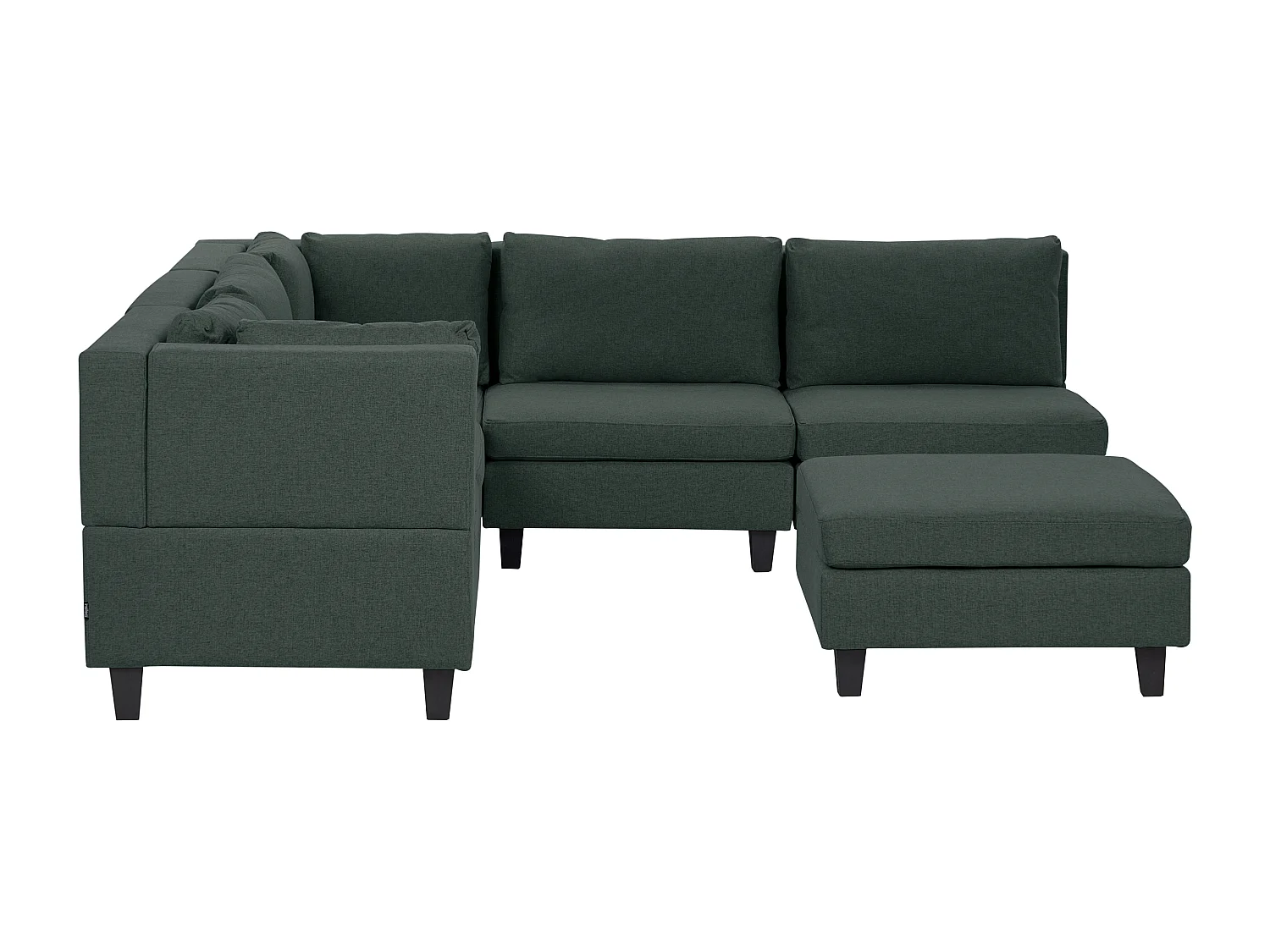 Canapé d'angle modulable 5 places UNSTAD Tissu Vert foncé avec ottoman Côté droit