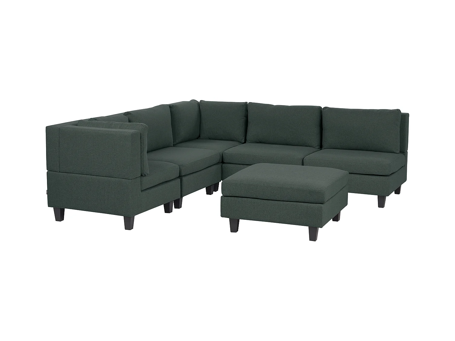 Sofá de canto modular UNSTAD Tecido Verde escuro com repousa-pés 5 lugares à direita