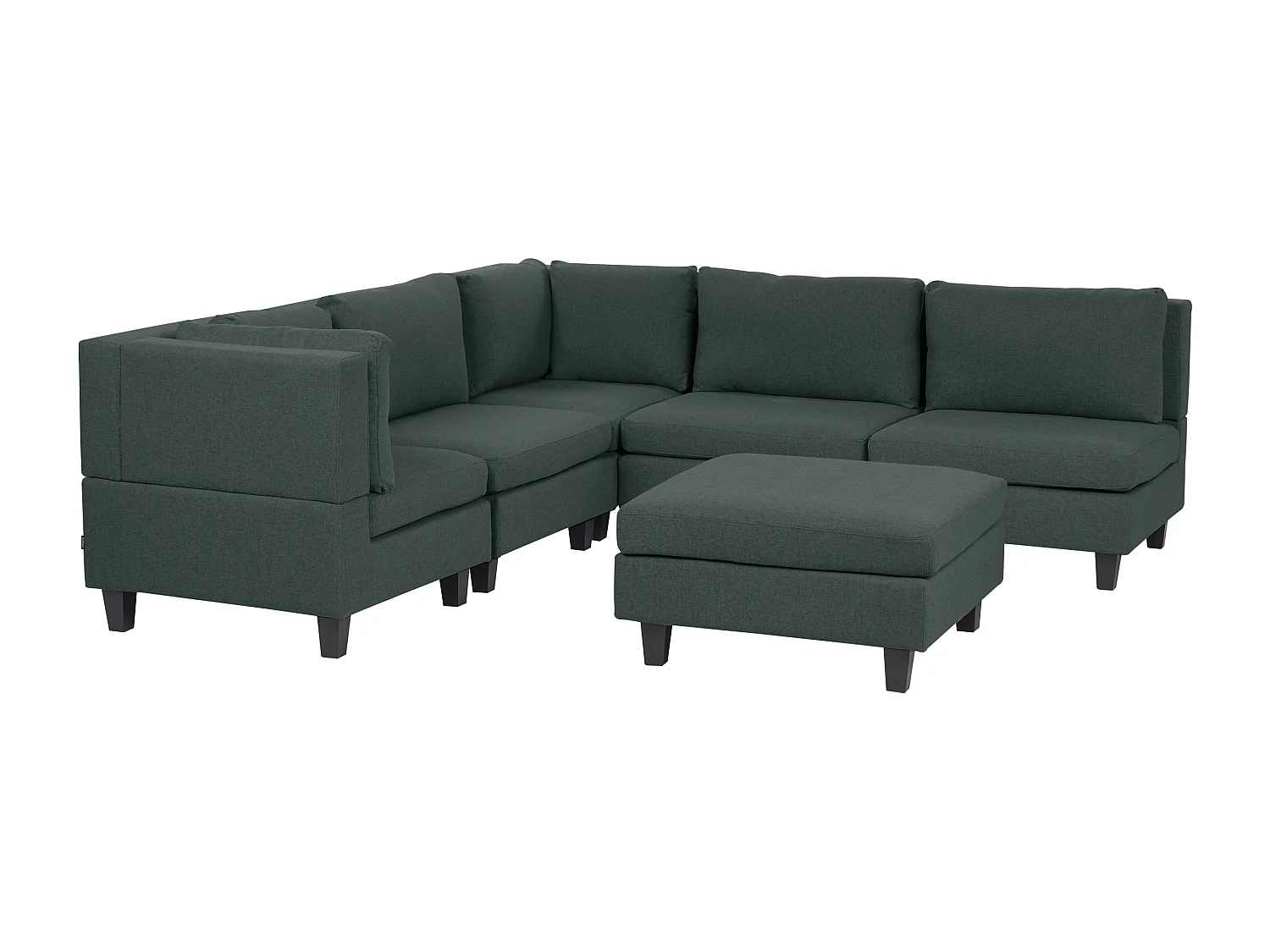 Modul Ecksofa UNSTAD Stoff Dunkelgrün mit Ottomane 5-Sitzer rechtsseitig