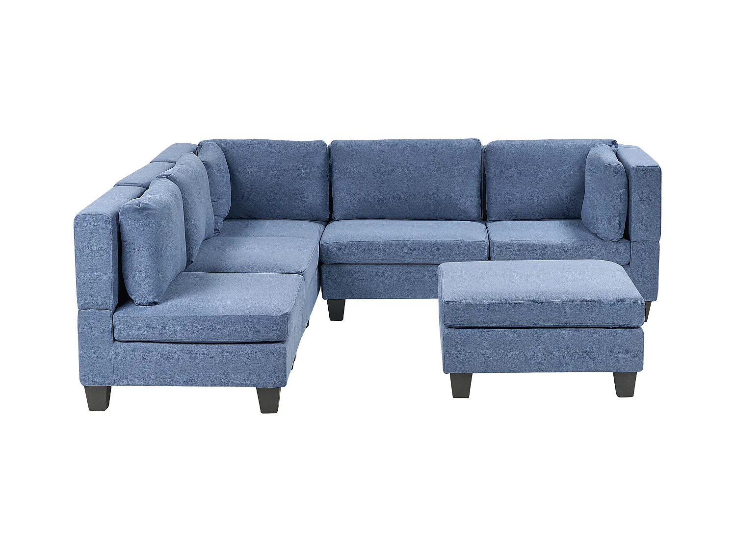 Canapé d'angle modulable 5 places UNSTAD Tissu Bleu Côté droit