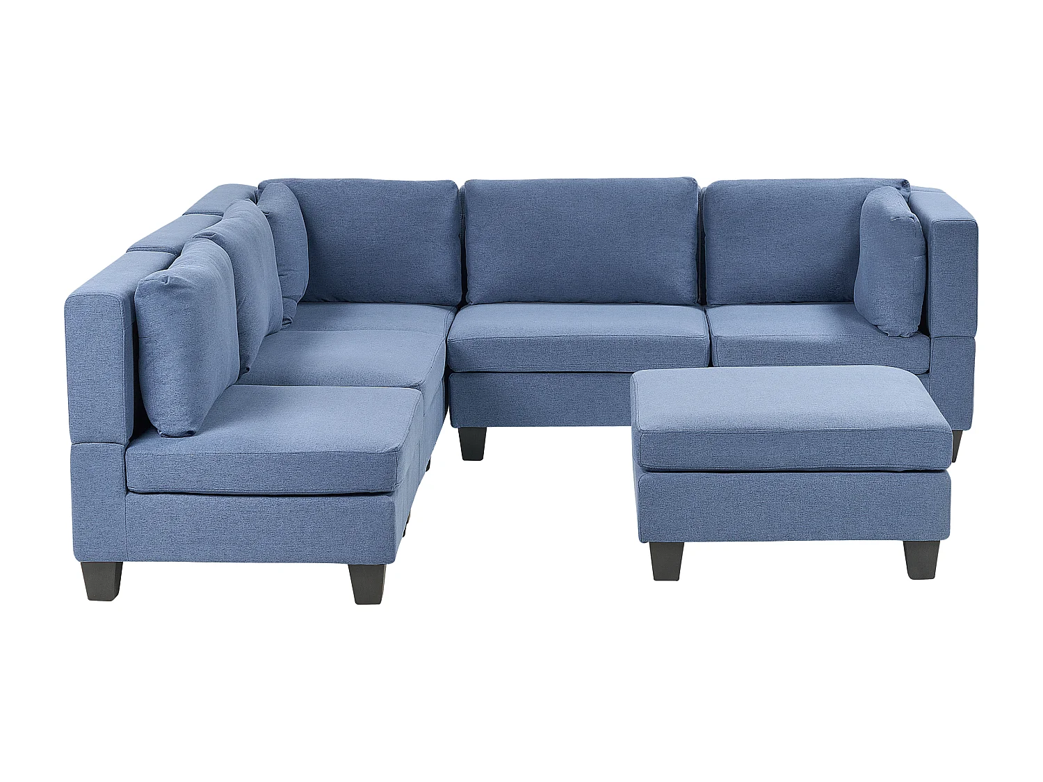 Canapé d'angle modulable 5 places UNSTAD Tissu Bleu Côté droit