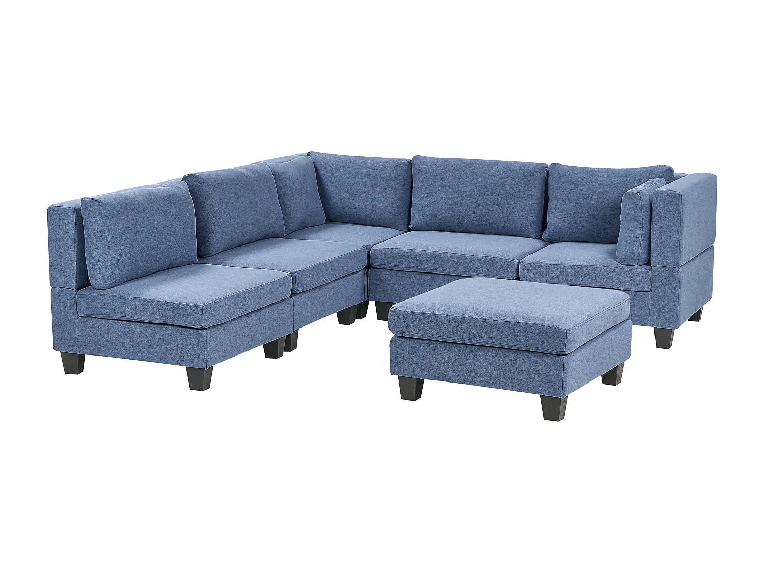 Canapé d'angle modulable 5 places UNSTAD Tissu Bleu Côté droit