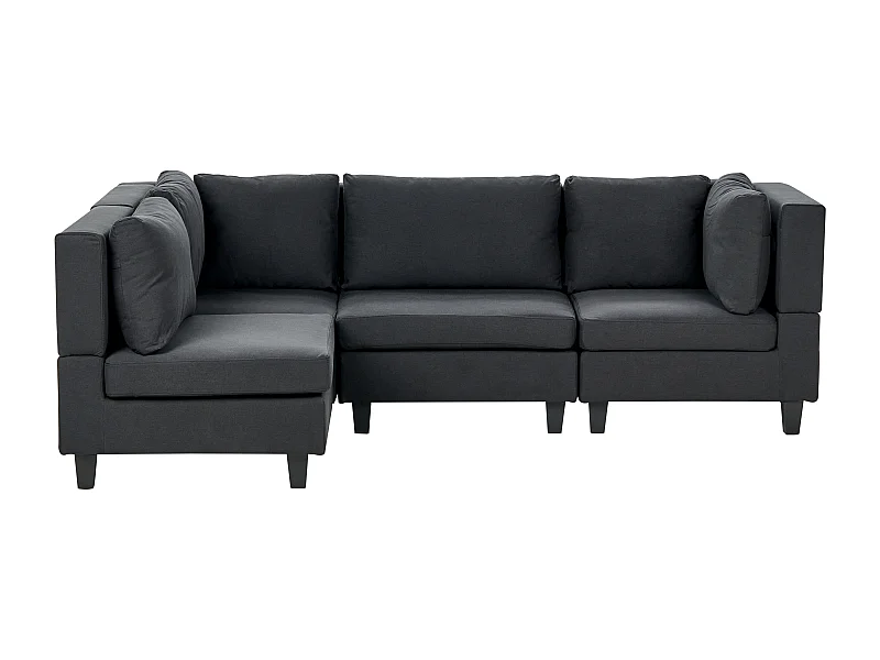 Modul Ecksofa UNSTAD Stoff Schwarz 4-Sitzer rechtsseitig