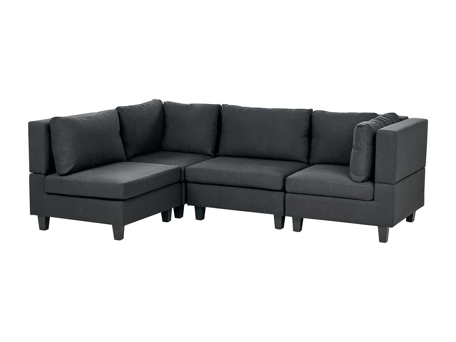 Canapé d'angle modulable 4 places UNSTAD Tissu Noir Côté droit