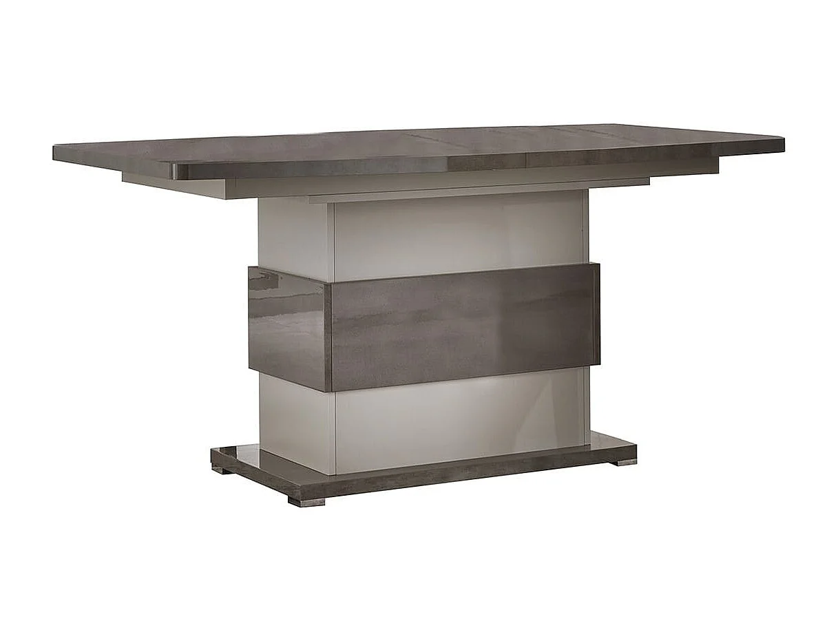 AUXANE - Pack Séjour Table Allongeable + Buffet 4P Led + Console Gris Metallisé et Mat