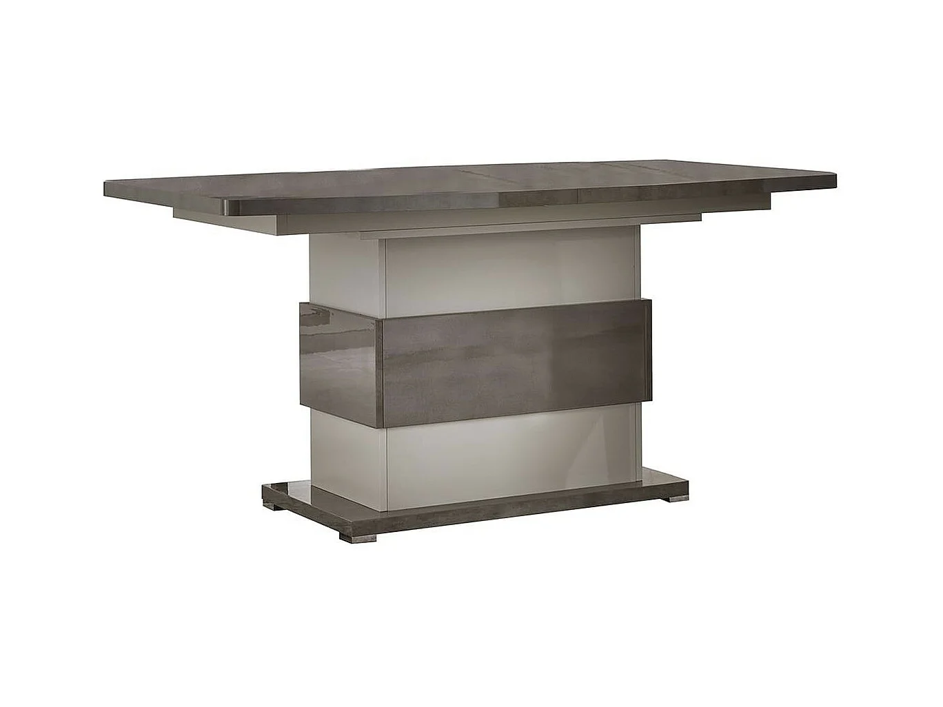 AUXANE - Pack Séjour Table Allongeable + Buffet 4P Led Gris Métallisé et Mat