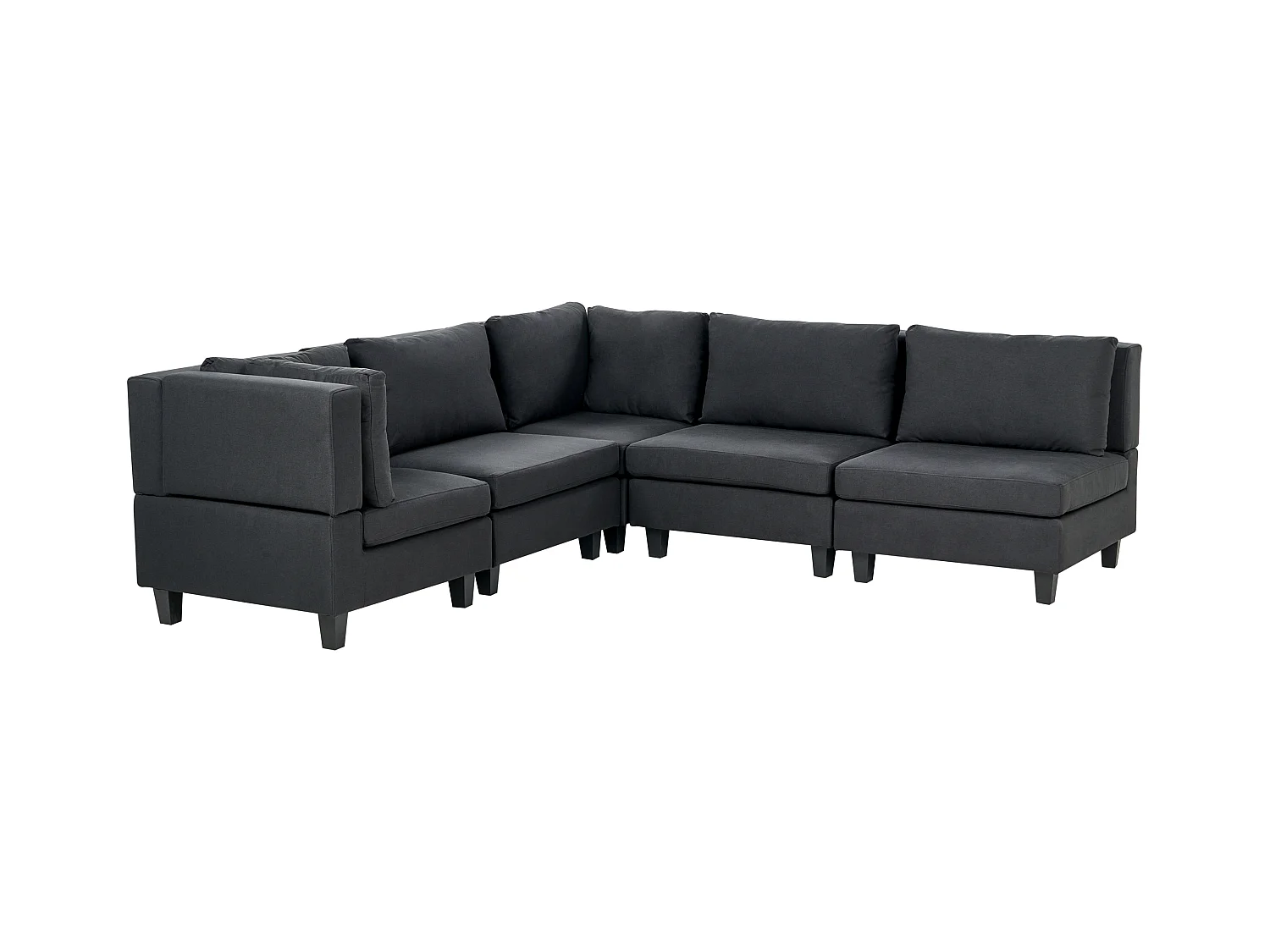 Canapé d'angle modulable 5 places UNSTAD Tissu Noir Côté droit