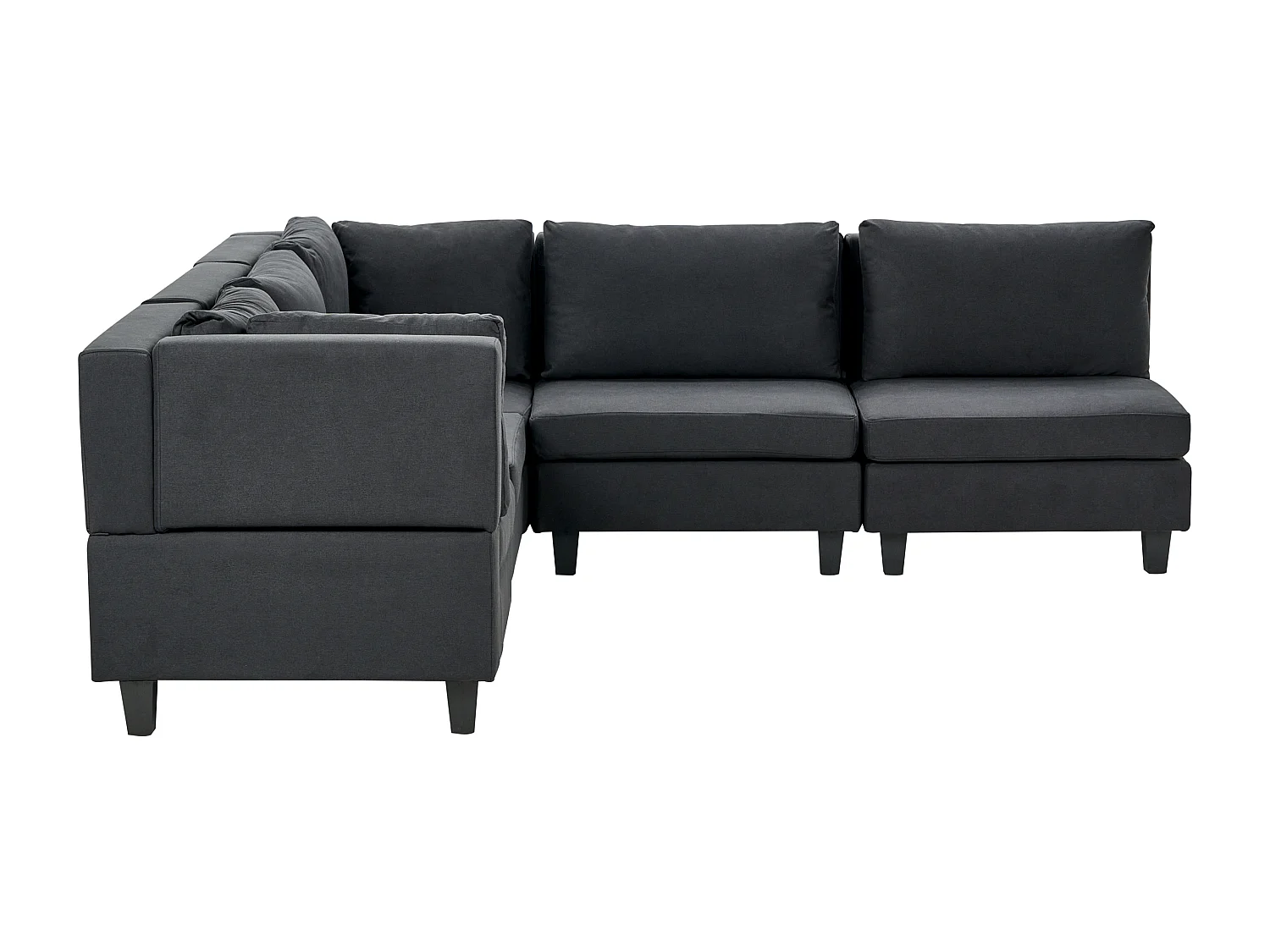 Canapé d'angle modulable UNSTAD Tissu Noir 5 places Côté droit
