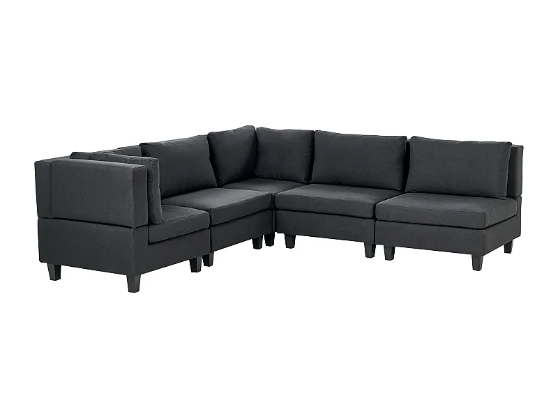 Modul Ecksofa UNSTAD Stoff Schwarz 5-Sitzer rechtsseitig