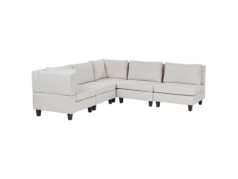 Modul Ecksofa UNSTAD Stoff Hellbeige 5-Sitzer rechtsseitig