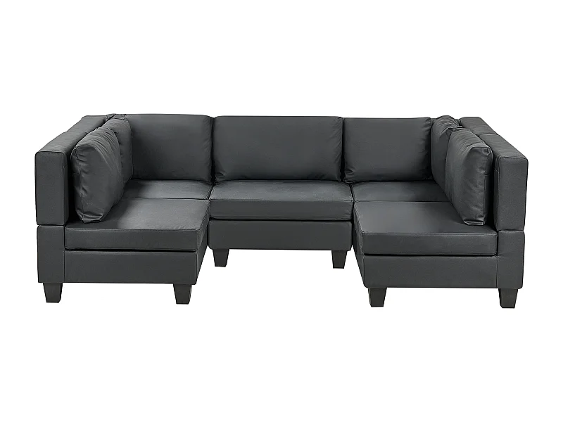 Canapé modulable en forme de U 5 places UNSTAD Cuir PU Noir