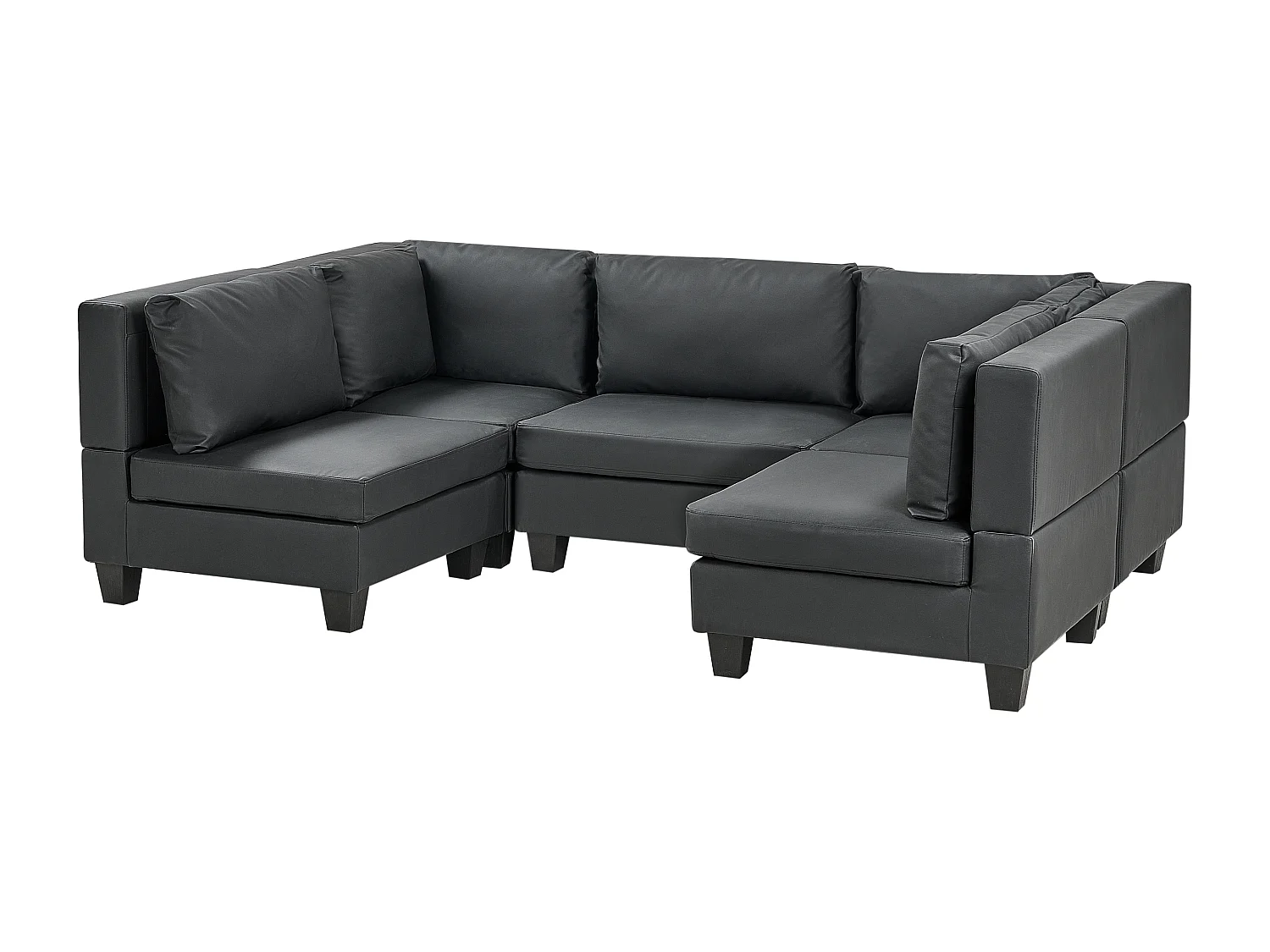 Canapé modulable en forme de U 5 places UNSTAD Cuir PU Noir