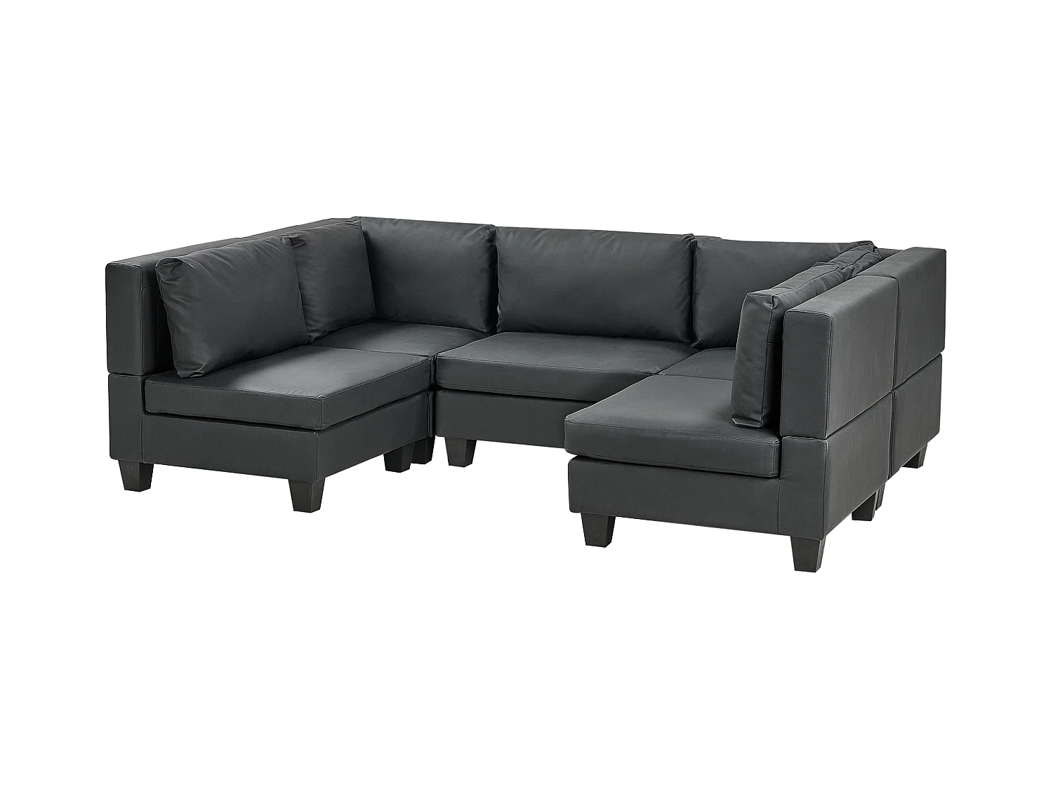 Modulaire U-vormige bank UNSTAD Kunstleer Zwart 5-zitter