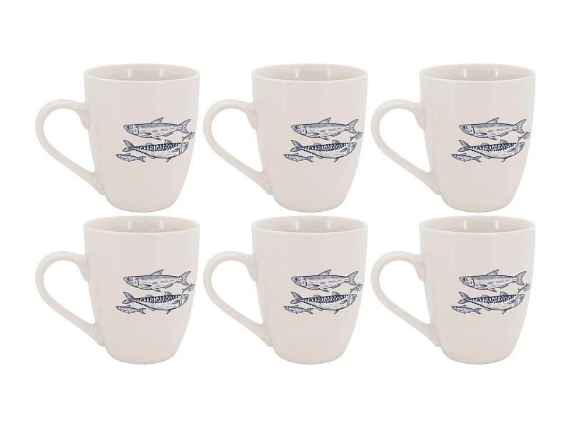 Vaisselle en porcelaine blanche Banc de Poissons Mug