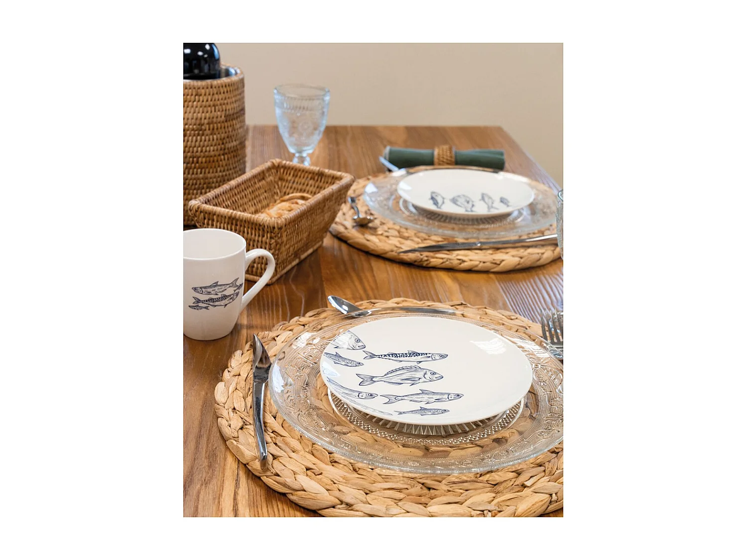 Vaisselle en porcelaine blanche Banc de Poissons Mug