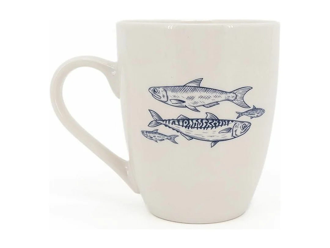 Vaisselle en porcelaine blanche Banc de Poissons Mug