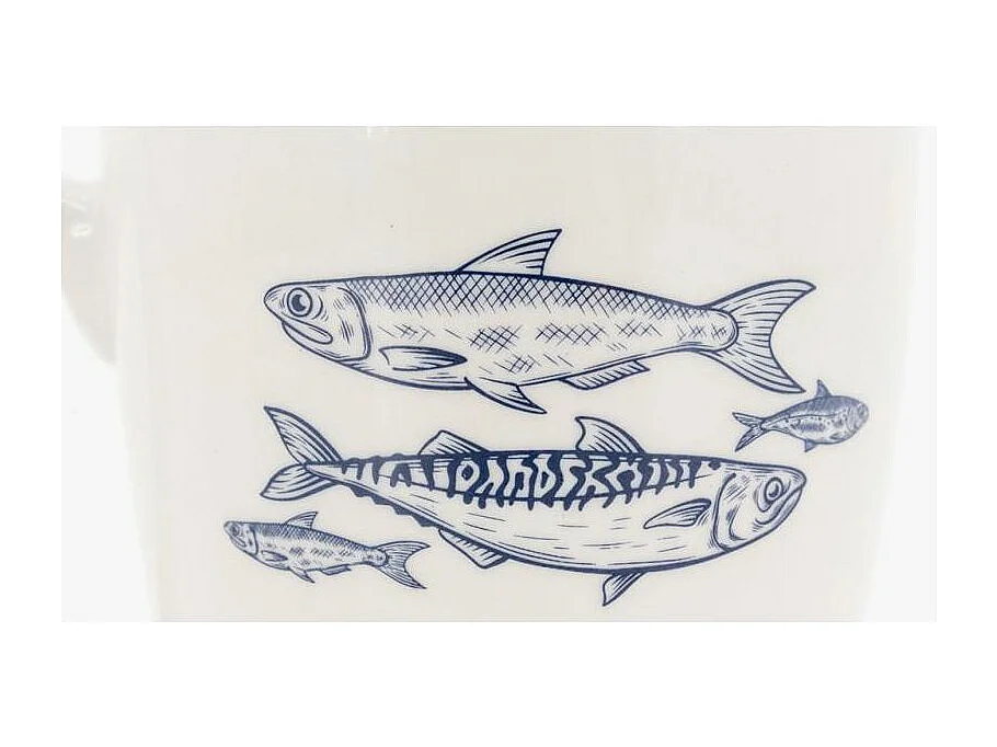 Vaisselle en porcelaine blanche Banc de Poissons Mug