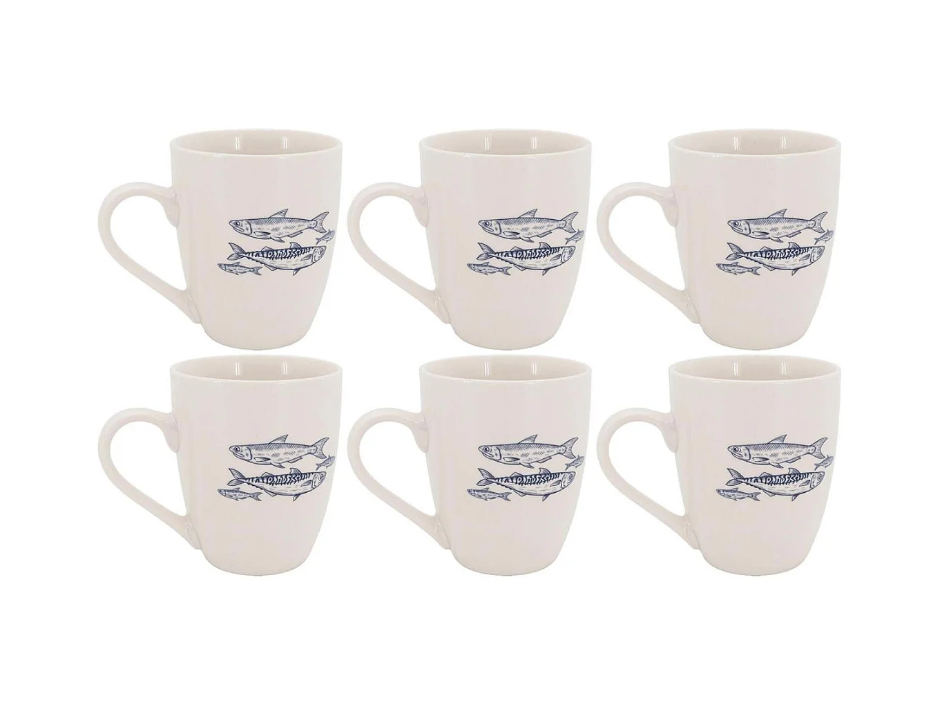 Vaisselle en porcelaine blanche Banc de Poissons Mug