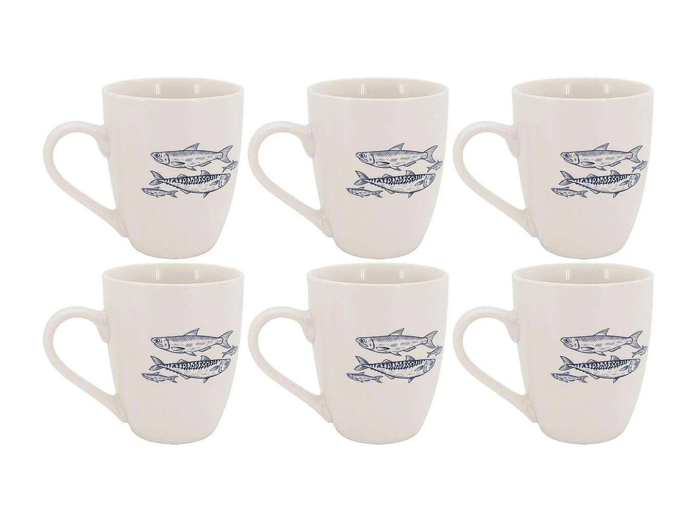 Vaisselle en porcelaine blanche Banc de Poissons Mug
