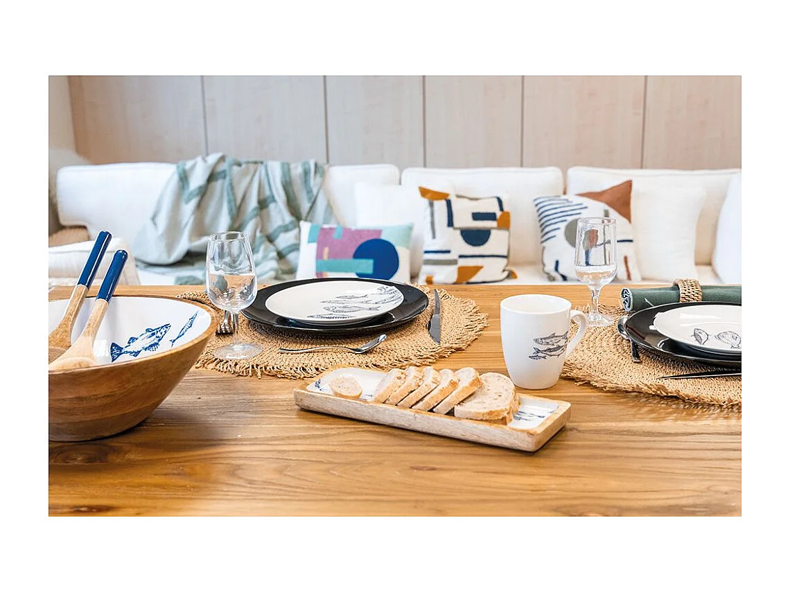 Vaisselle en porcelaine blanche Banc de Poissons Mug