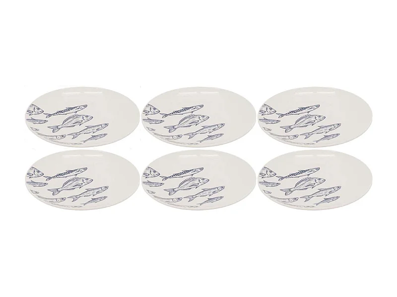 Vaisselle en porcelaine blanche Banc de Poissons Assiette 19cm