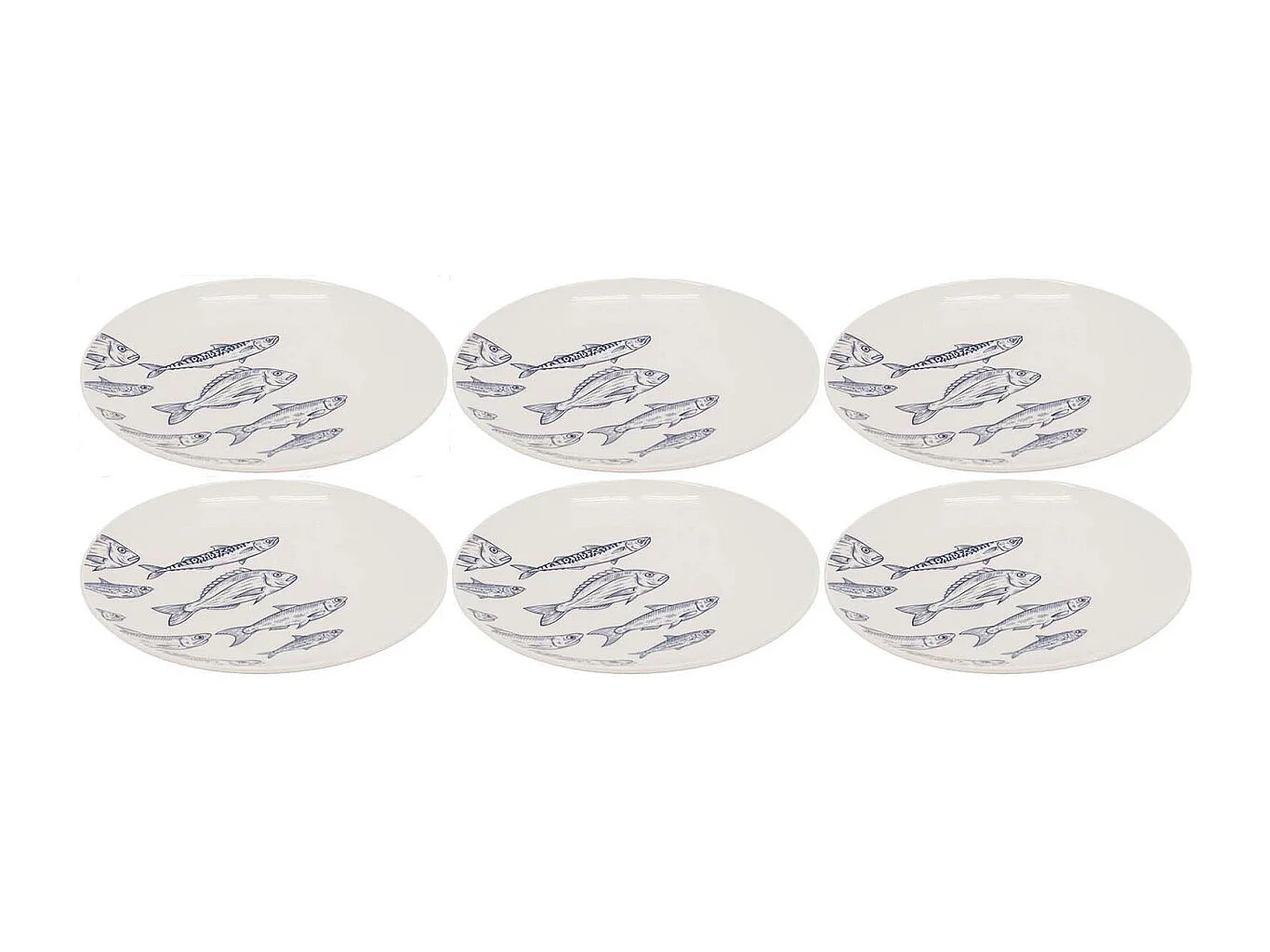 Vaisselle en porcelaine blanche Banc de Poissons Assiette 19cm