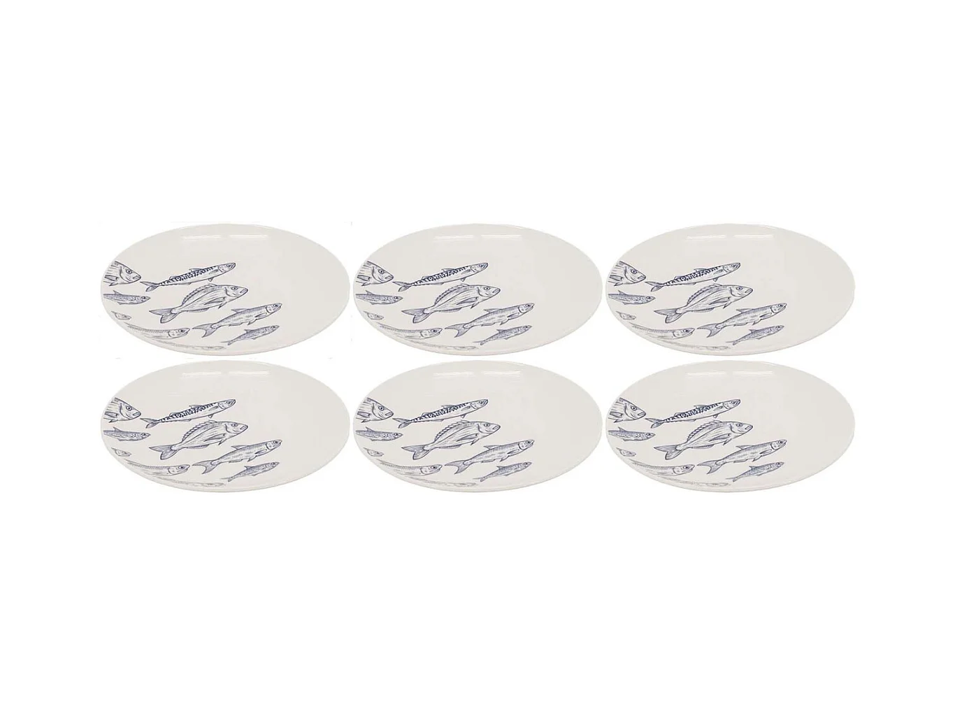 Vaisselle en porcelaine blanche Banc de Poissons Assiette 19cm
