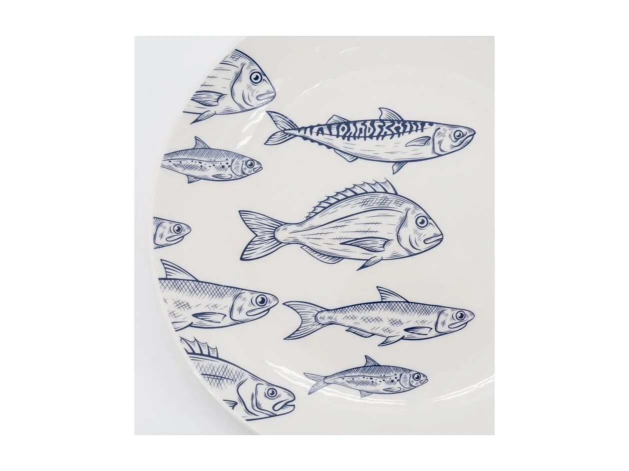 Vaisselle en porcelaine blanche Banc de Poissons Assiette 19cm