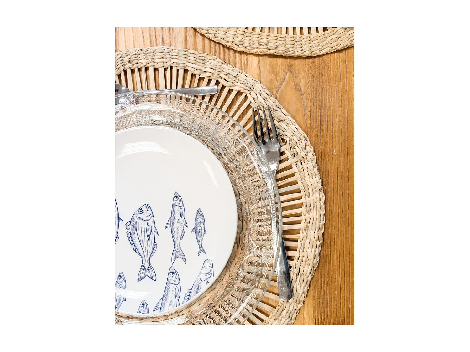 Vaisselle en porcelaine blanche Banc de Poissons Assiette 19cm