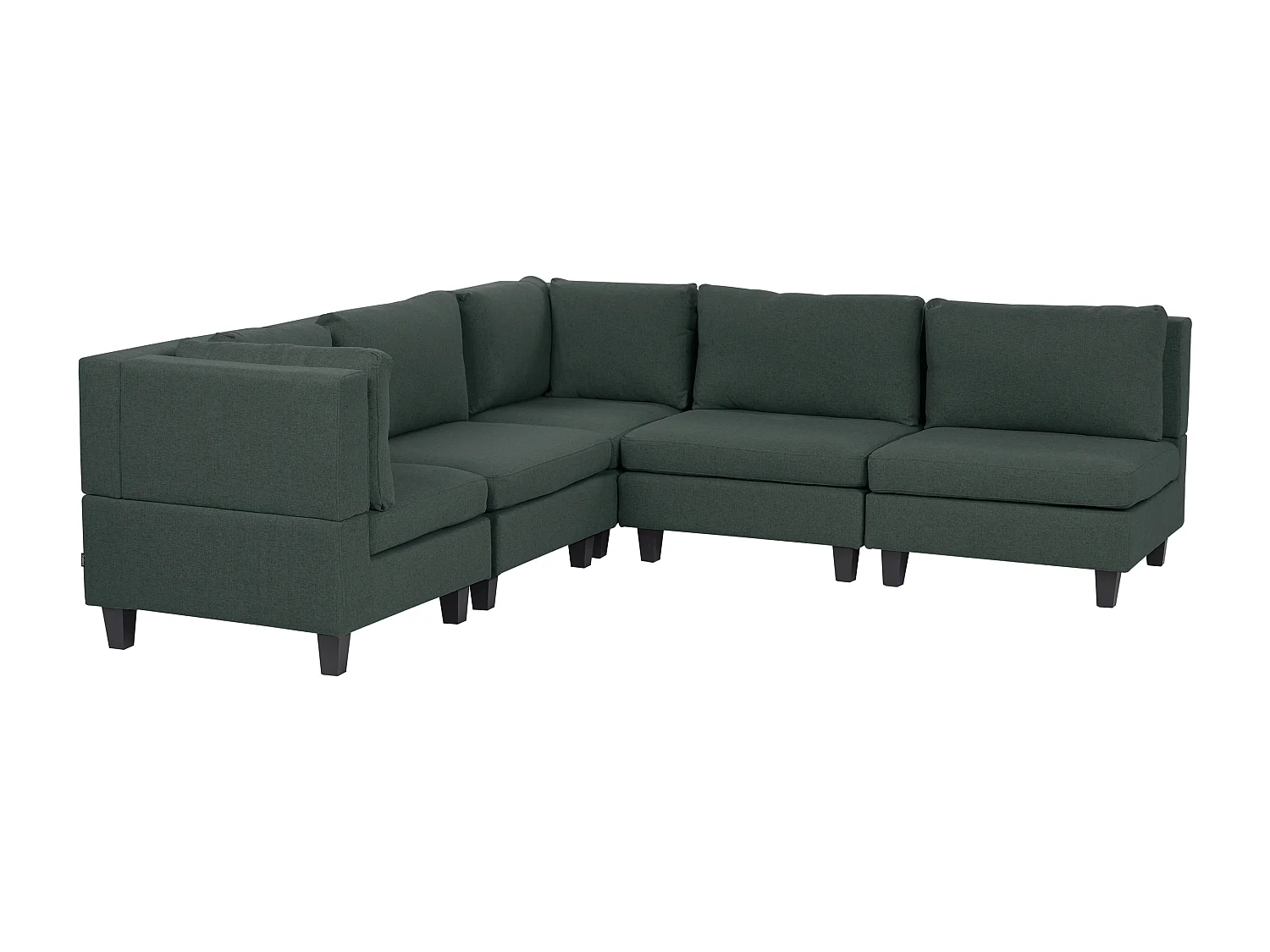 Canapé d'angle modulable 5 places UNSTAD Tissu Vert foncé Côté droit