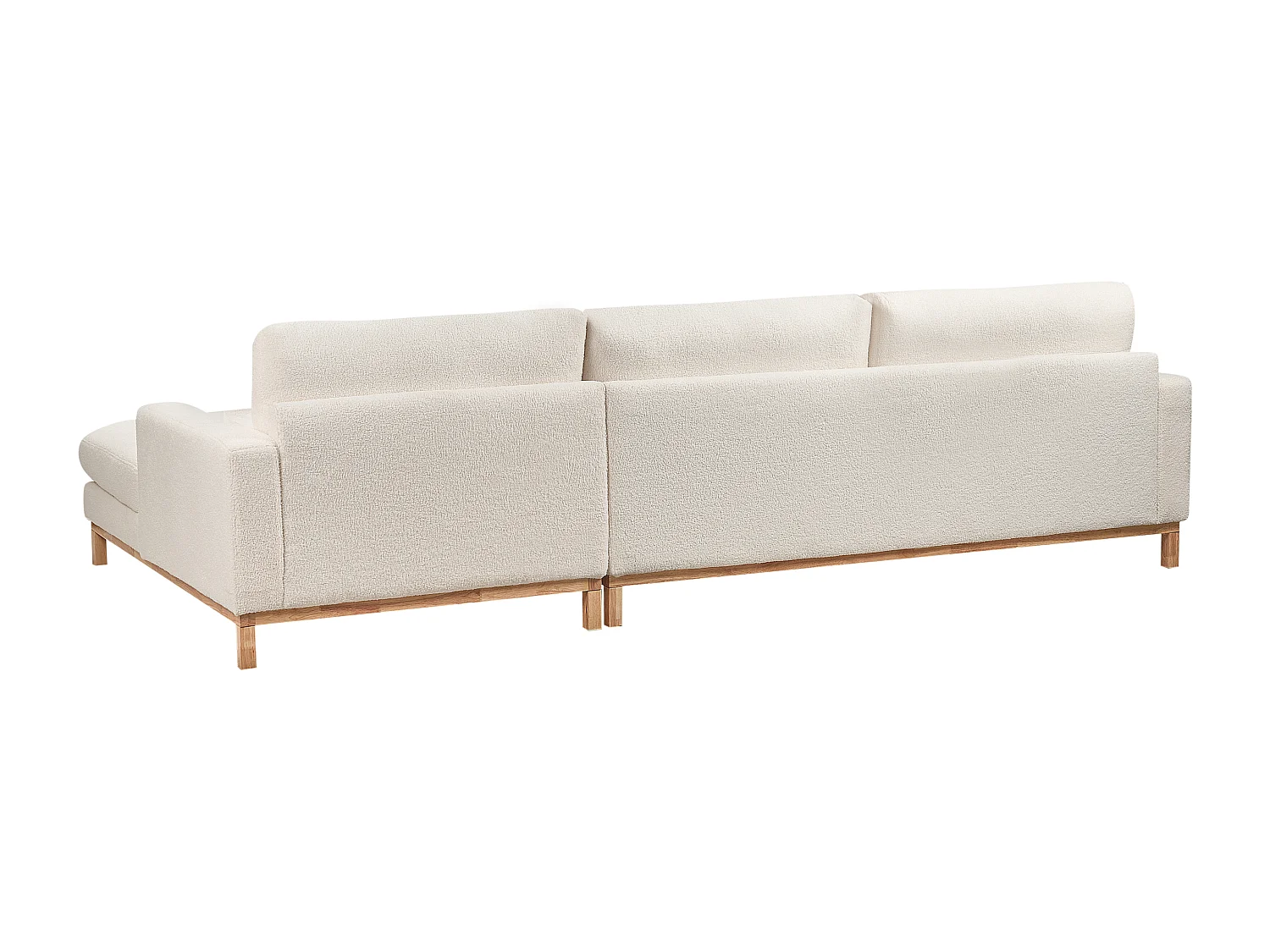 Canapé d'Angle à droite en Bouclé Pieds en Bois Elégant Beige Clair Siggard