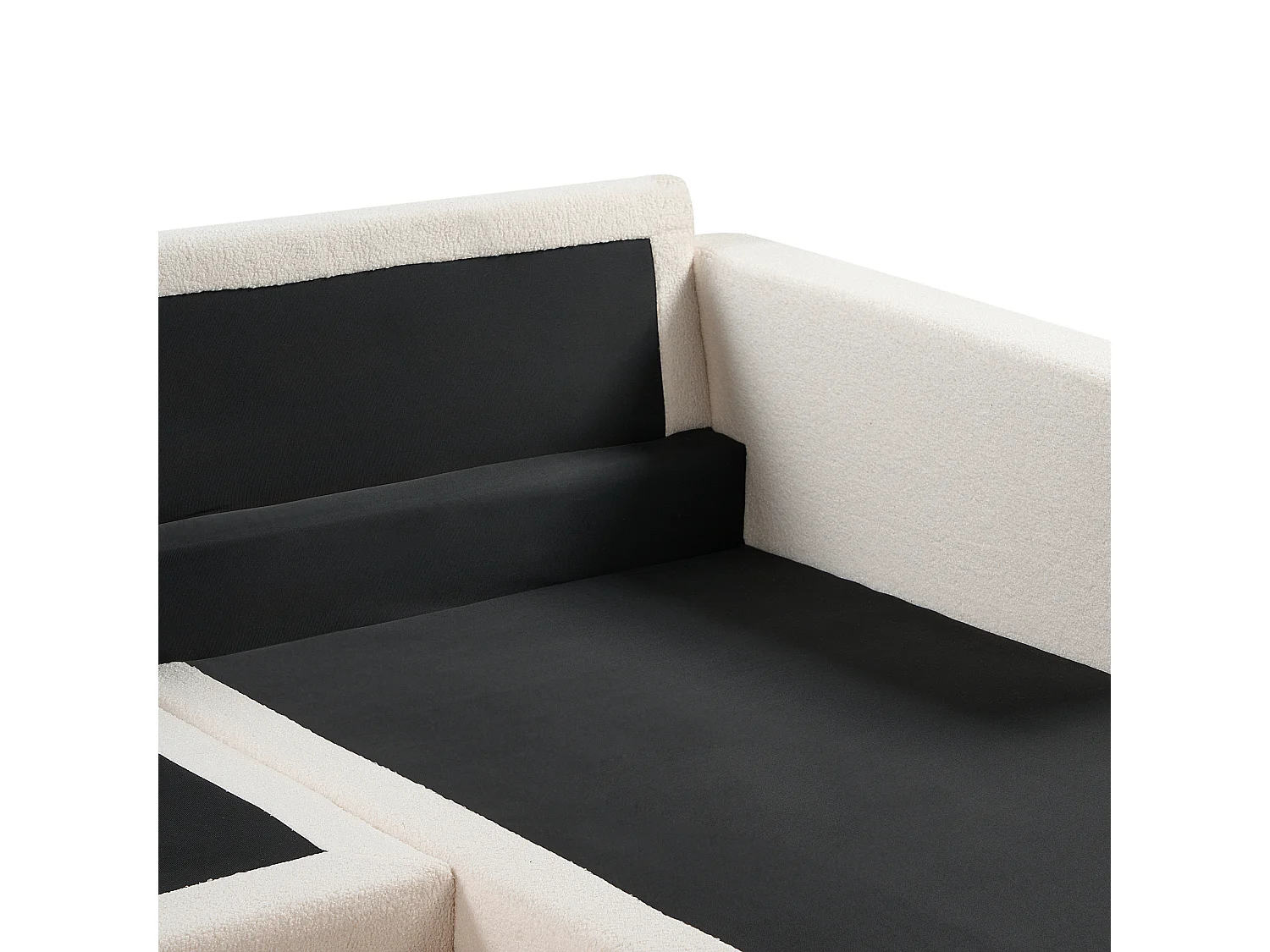 Canapé d'Angle à droite en Bouclé Pieds en Bois Elégant Beige Clair Siggard