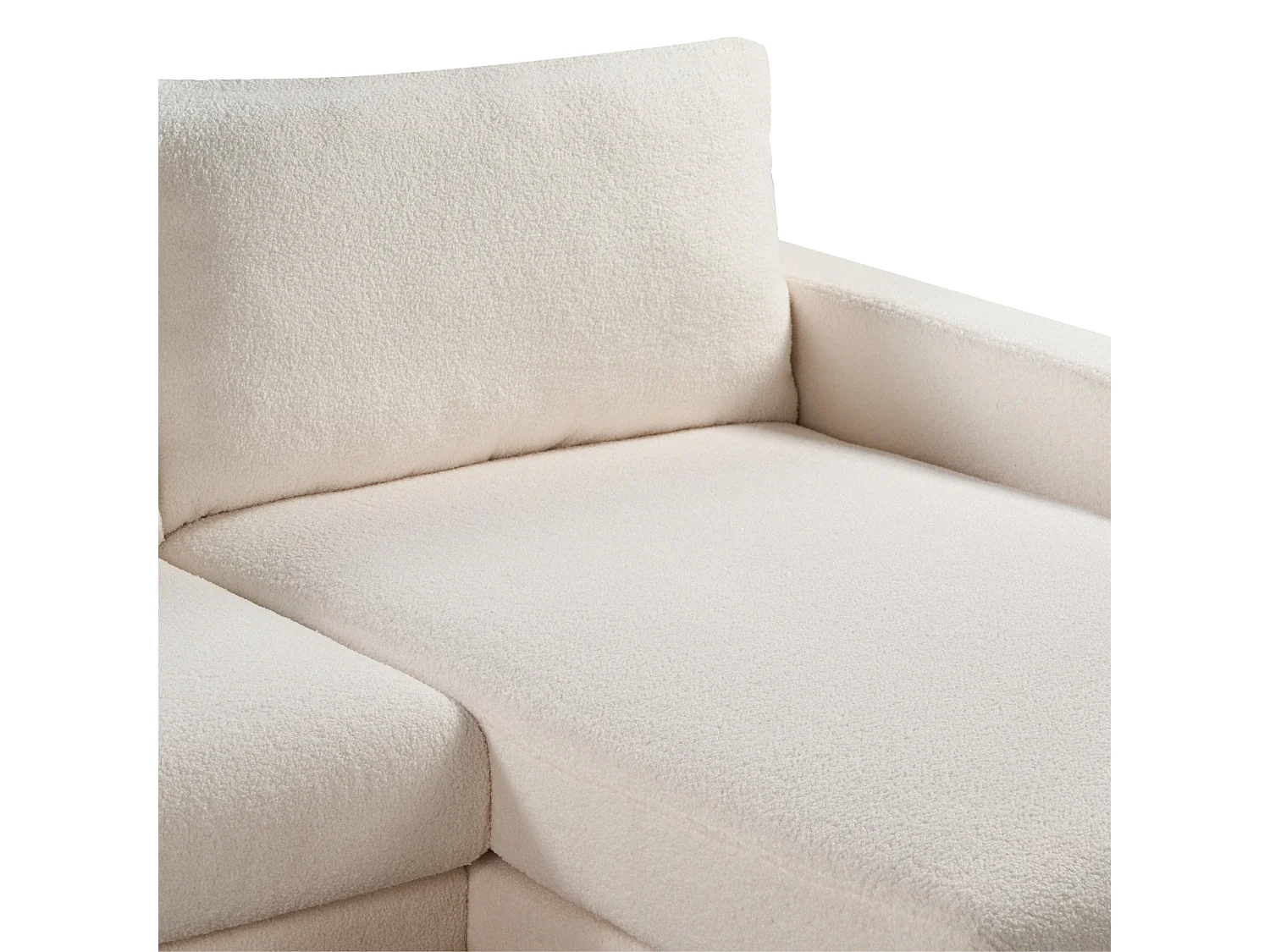 Canapé d'Angle à droite en Bouclé Pieds en Bois Elégant Beige Clair Siggard