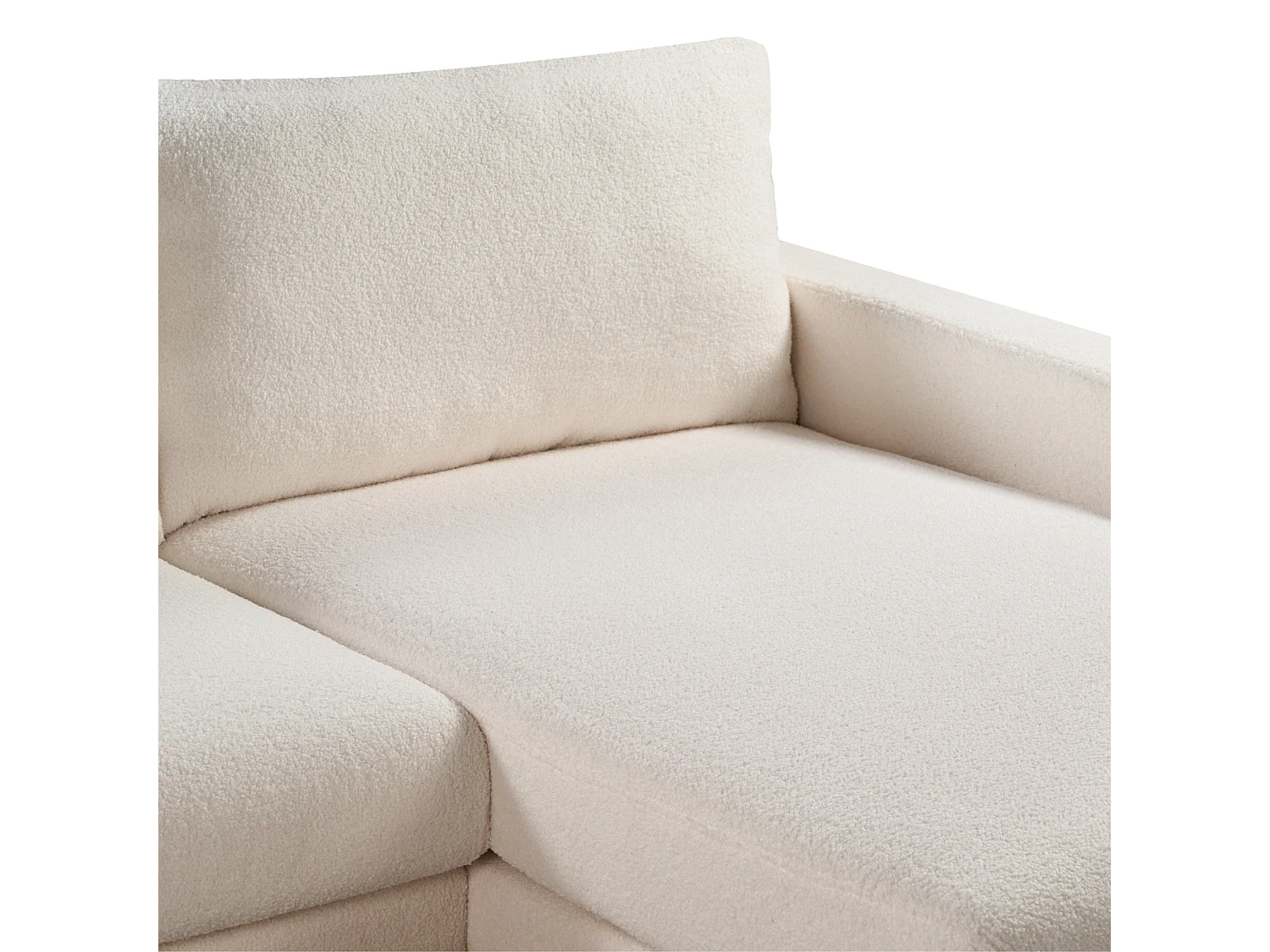 Canapé d'Angle à Gauche en Bouclé Pieds en Bois Elégant Beige Clair Siggard