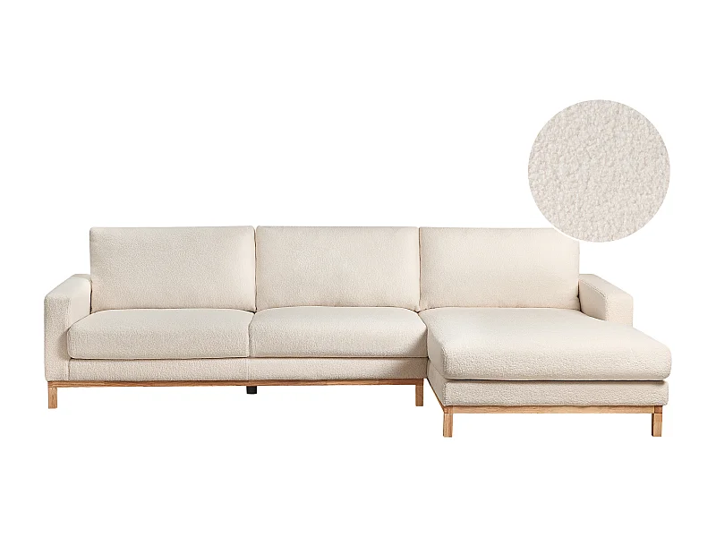 Sofá de canto SIGGARD Bouclé Branco 4 lugares à esquerda
