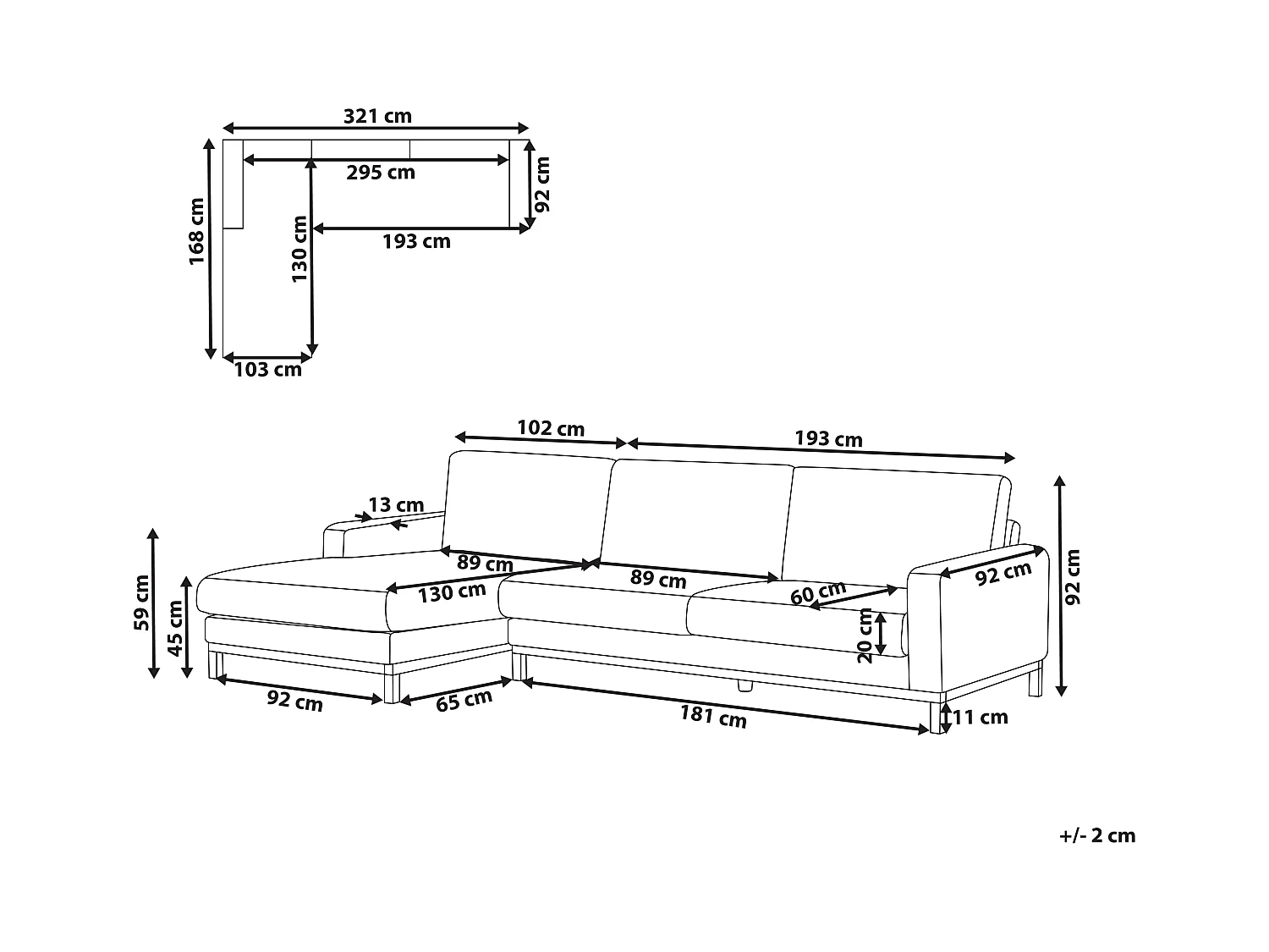 Sofá esquinero SIGGARD Bouclé Blanco 4 plazas Derecha