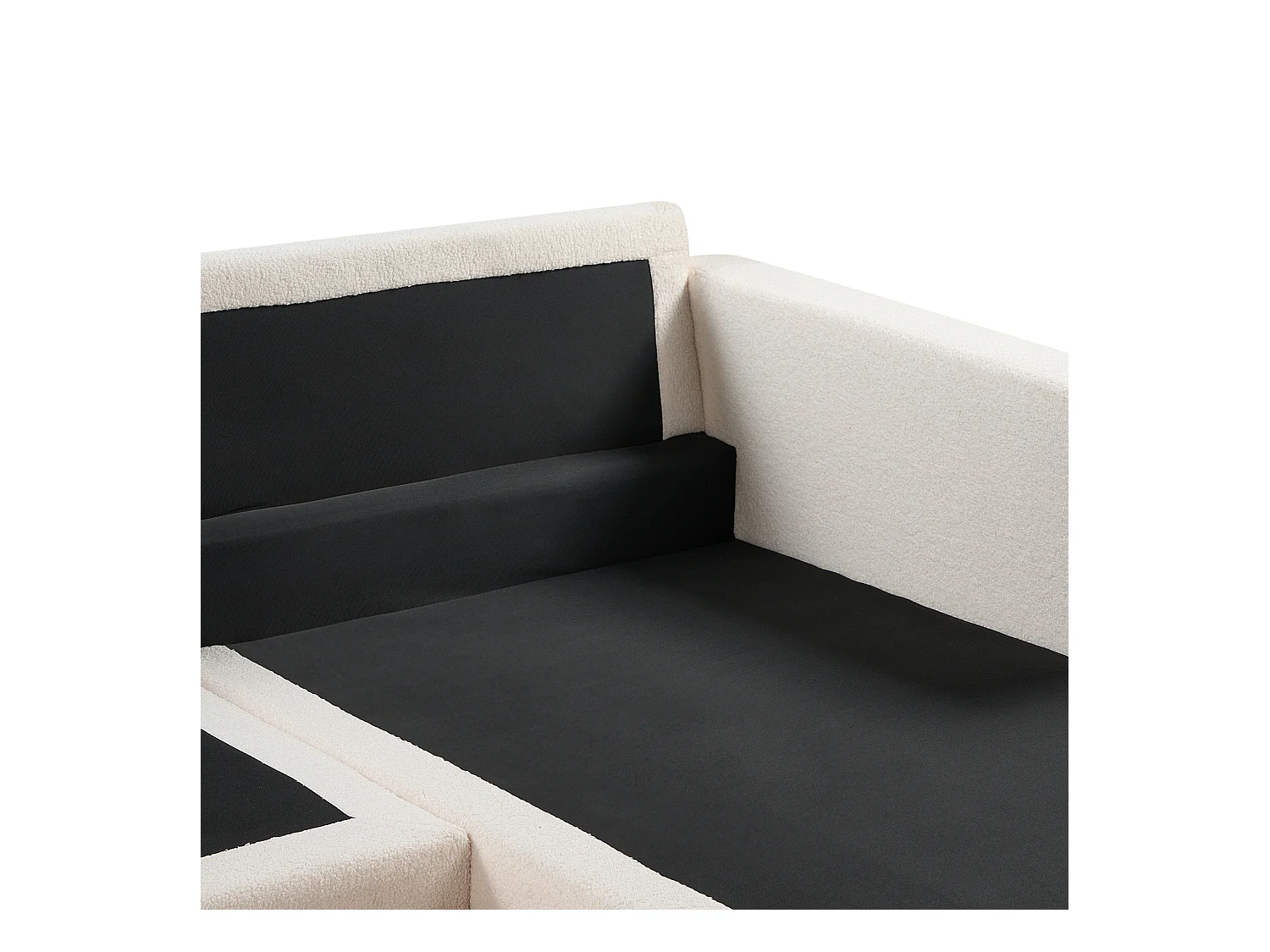 Sofá esquinero SIGGARD Bouclé Blanco 4 plazas Derecha