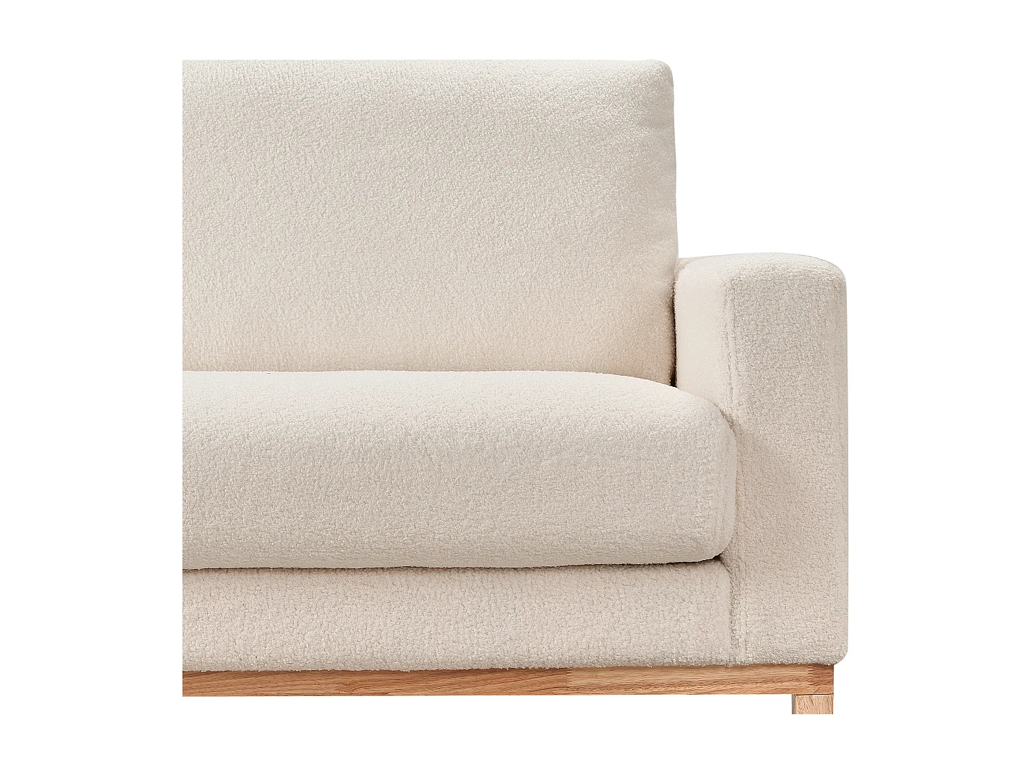 Canapé d'Angle à gauche en Bouclé Pieds en Bois Elégant Beige Clair Siggard